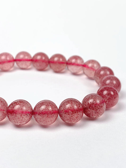 Natural Strawberry Quartz Bracelet: Grade AA Red Gemstone Stretch Bracelet