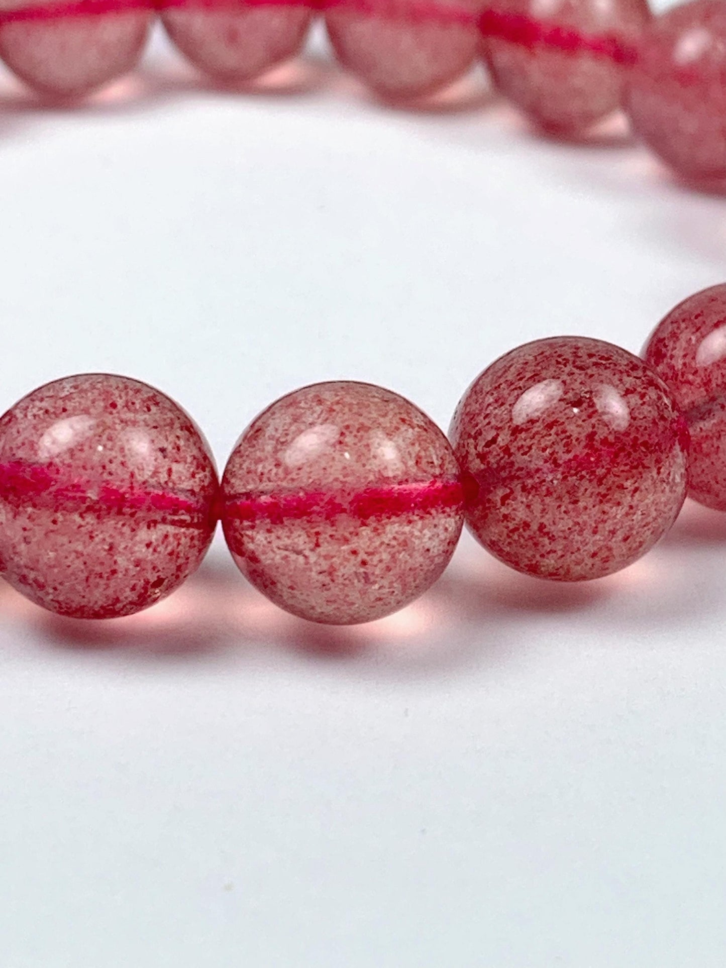 Natural Strawberry Quartz Bracelet: Grade AA Red Gemstone Stretch Bracelet