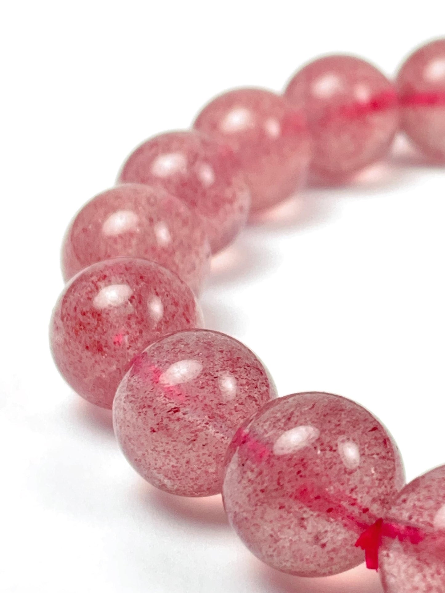 Natural Strawberry Quartz Bracelet: Grade AA Red Gemstone Stretch Bracelet