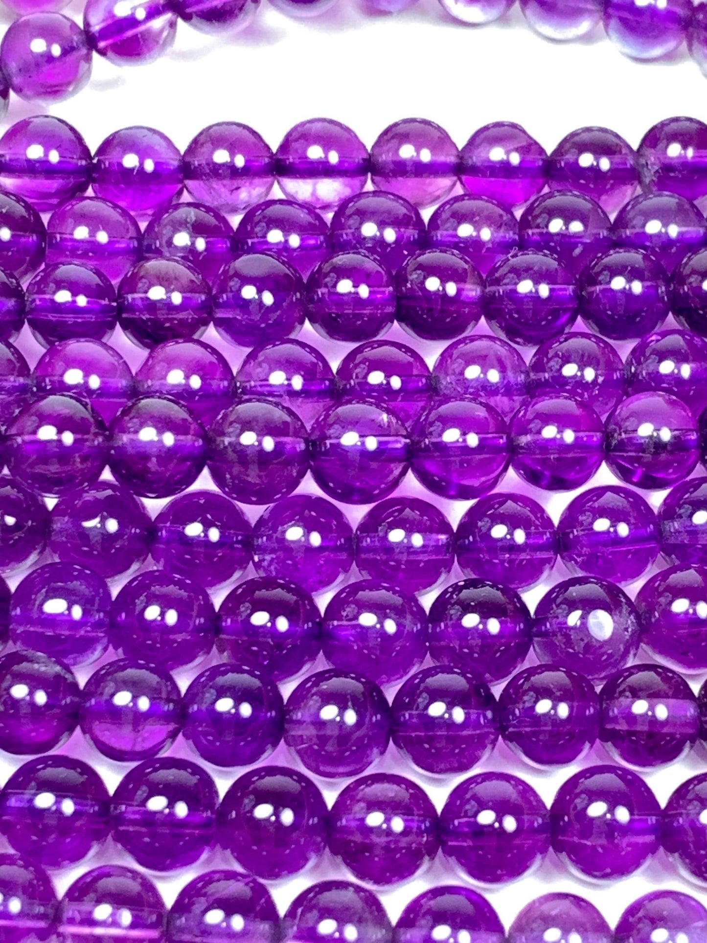 AAA Natural Purple Amethyst Beads: 6mm Smooth Round Strand
