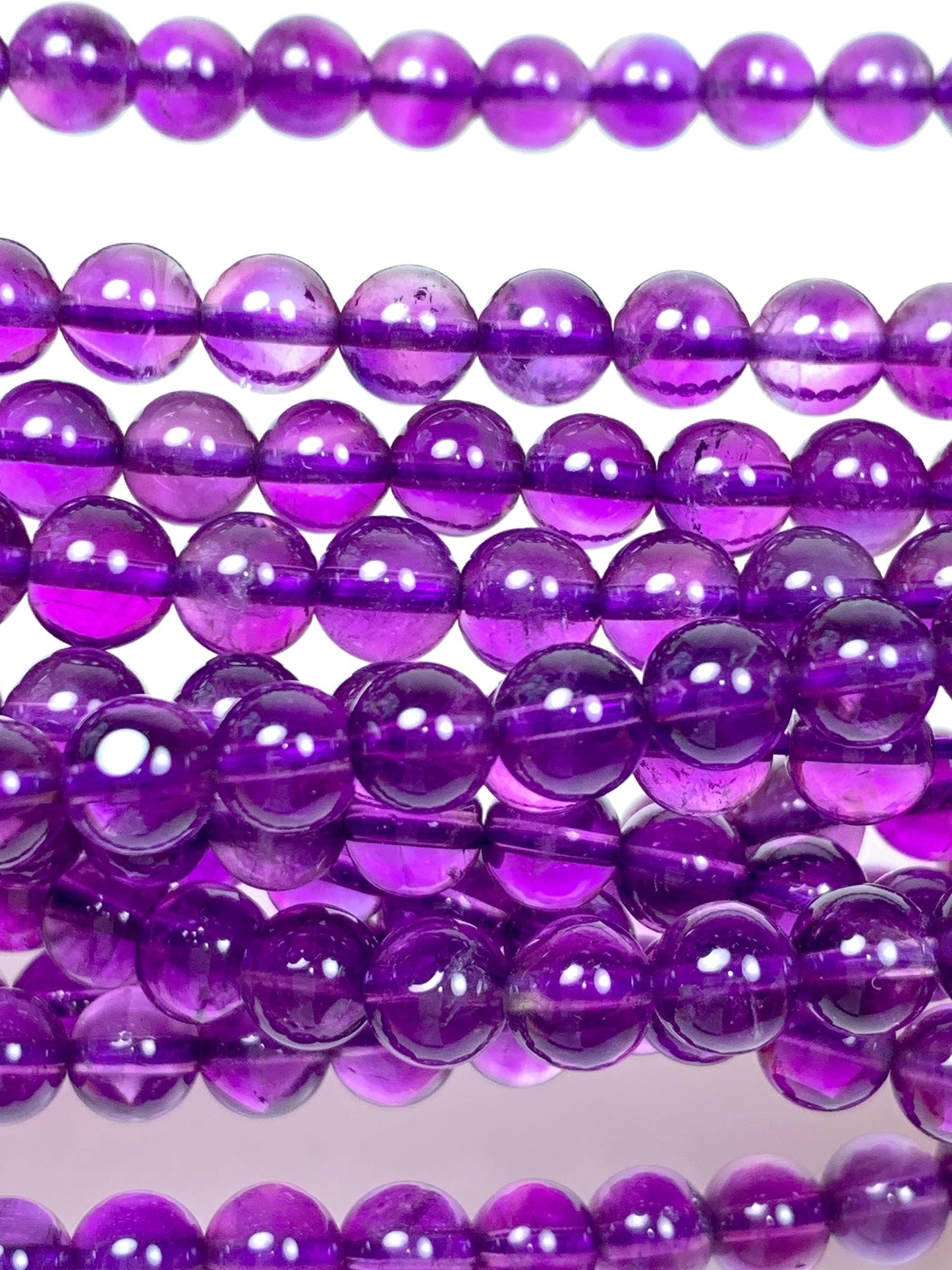 AAA Natural Purple Amethyst Beads: 6mm Smooth Round Strand