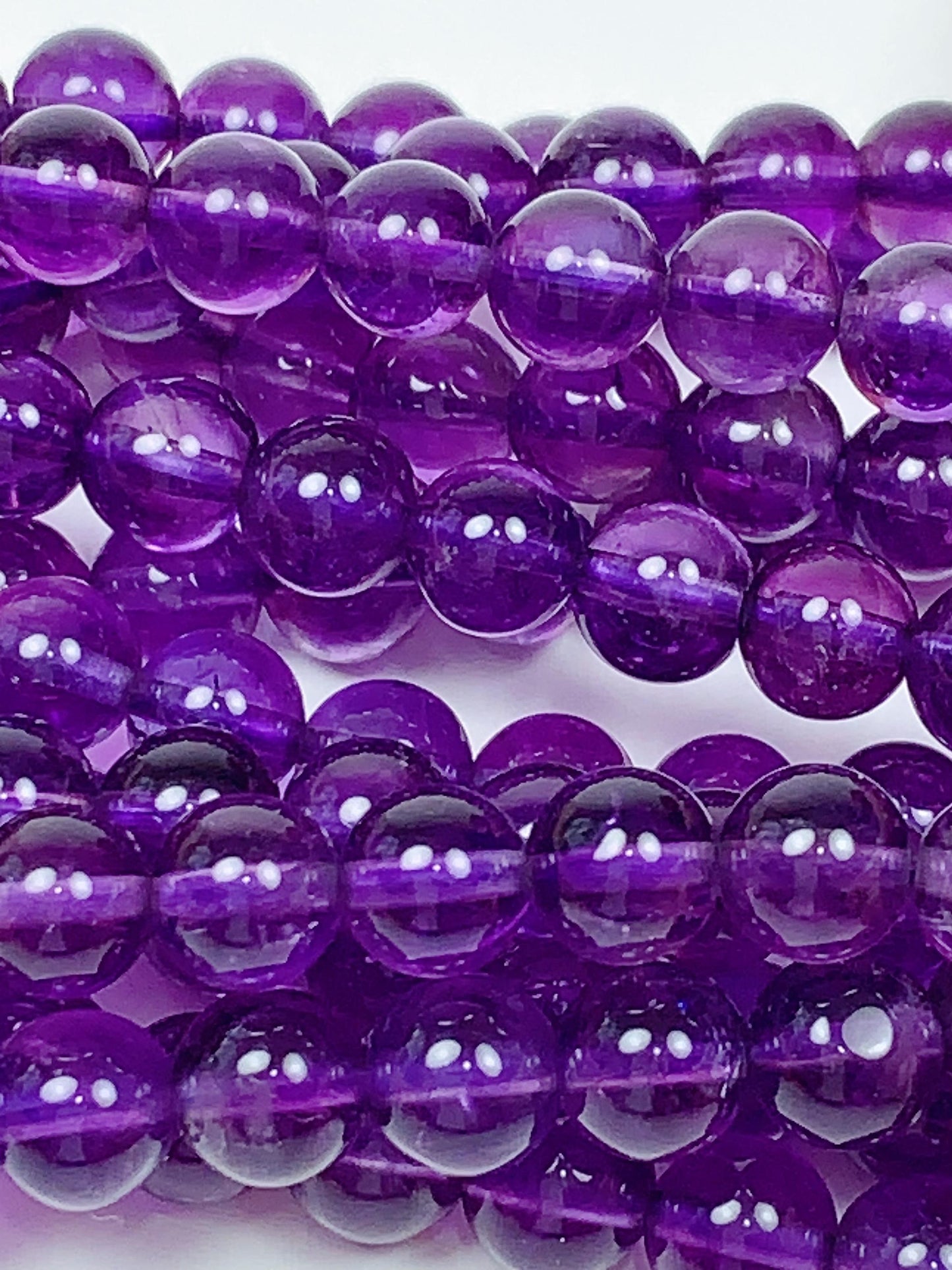 AAA Natural Purple Amethyst Beads: 6mm Smooth Round Strand