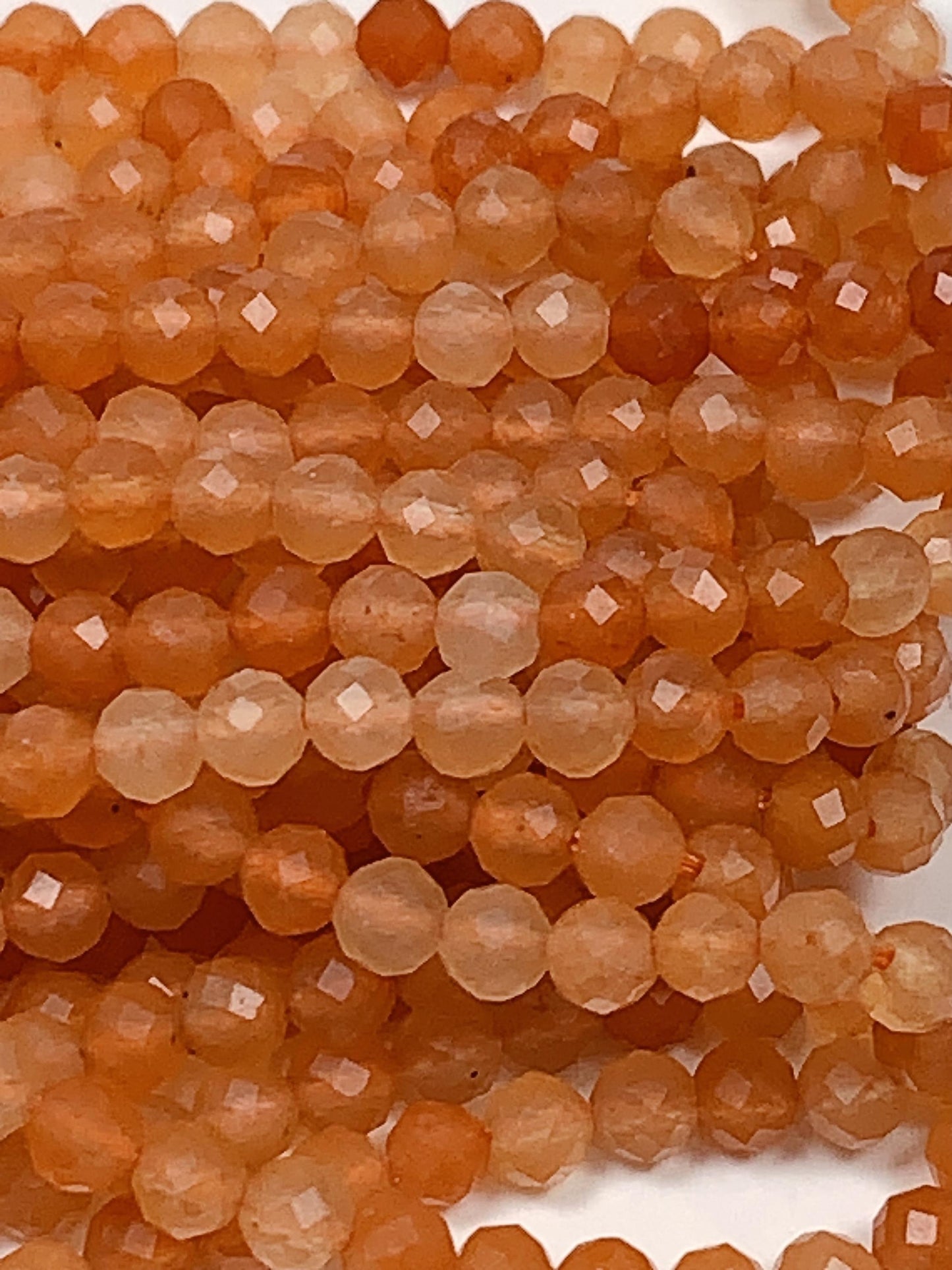 Grade AAA Genuine Natural Orange Red Aventurine Faceted Round Beads 15.5" Strand 2mm 3mm 4mm