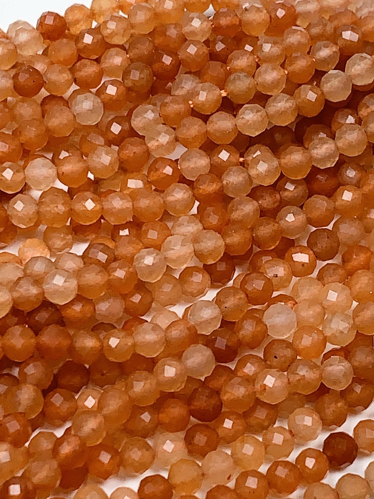 Grade AAA Genuine Natural Orange Red Aventurine Faceted Round Beads 15.5" Strand 2mm 3mm 4mm