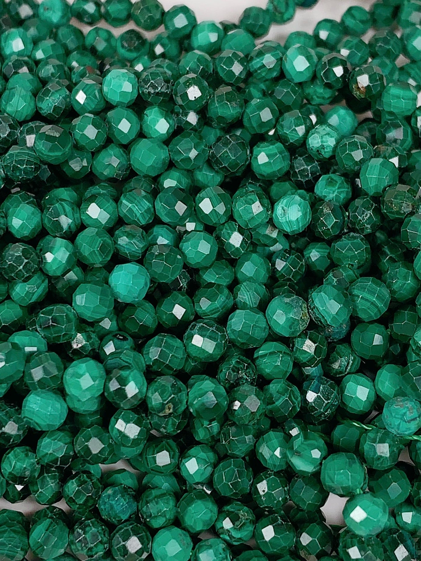 Grade AAA+ Genuine Natural Malachite Faceted Round Beads 15.5" Strand 2mm 3mm 4mm