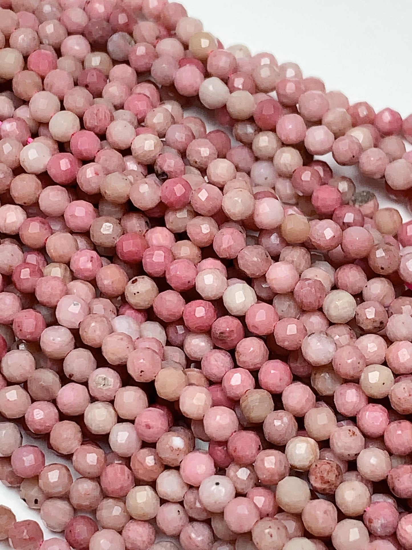 Genuine Natural Pink Red Rhodonite Faceted Round Beads 15.5" Strand 2mm 3mm 4mm