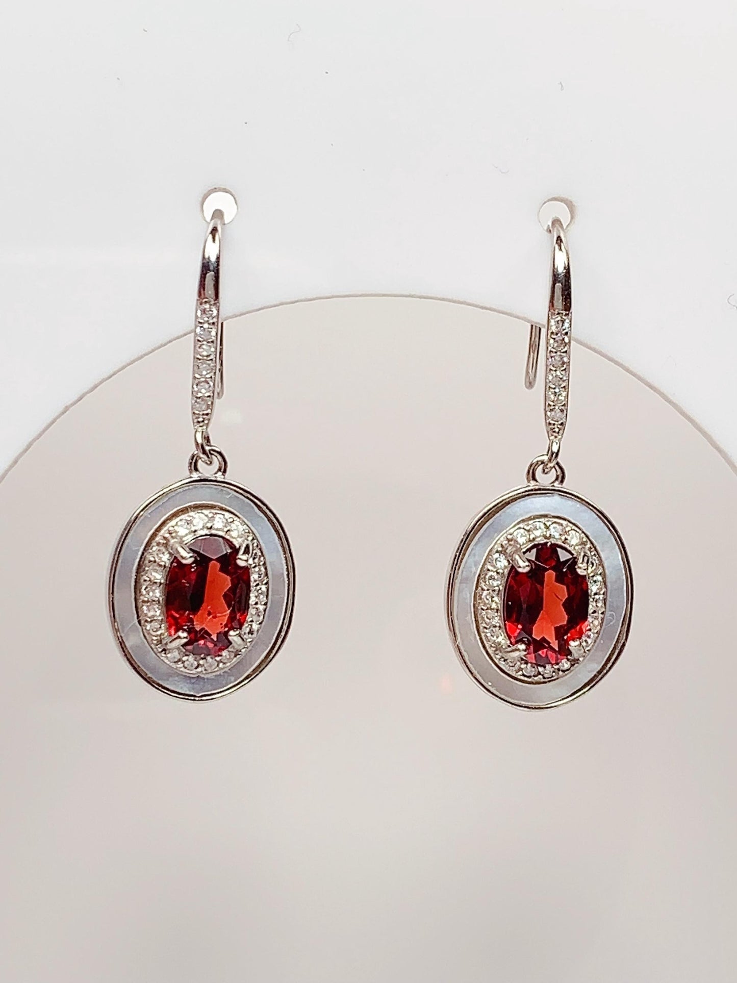 Red Garnet Sterling Silver Earrings: 18k Gold Plated, AAA Gem