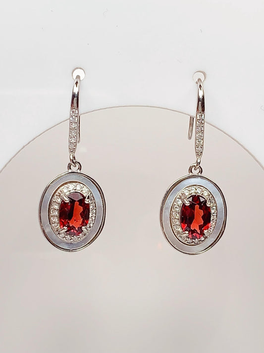 Red Garnet Sterling Silver Earrings: 18k Gold Plated, AAA Gem