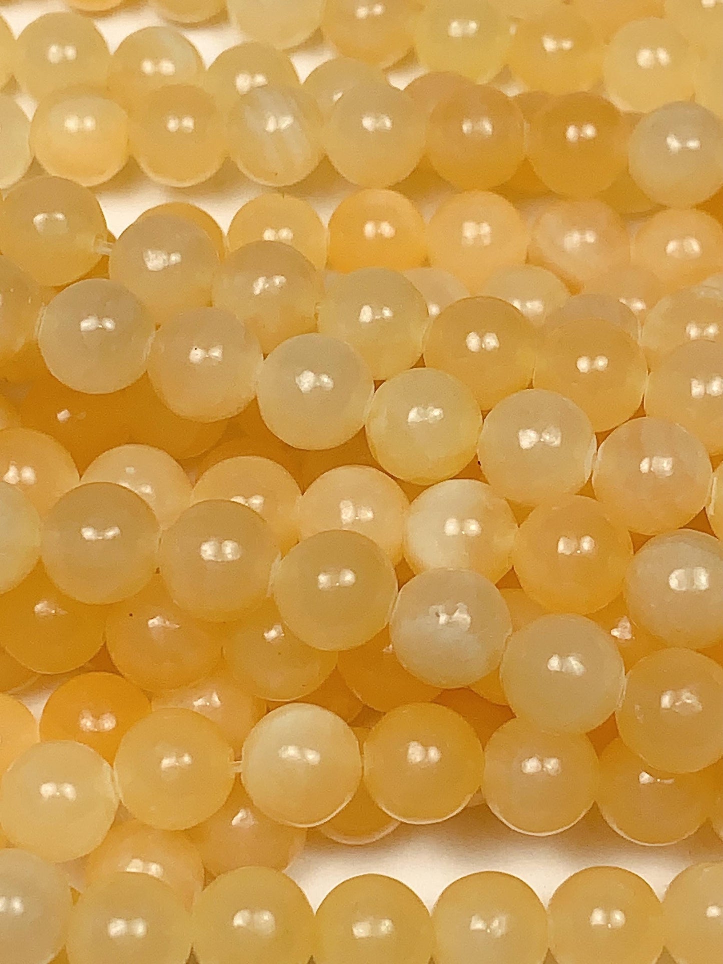 AAA Honey Yellow Jade Beads: Natural Smooth Round Gemstone Strand