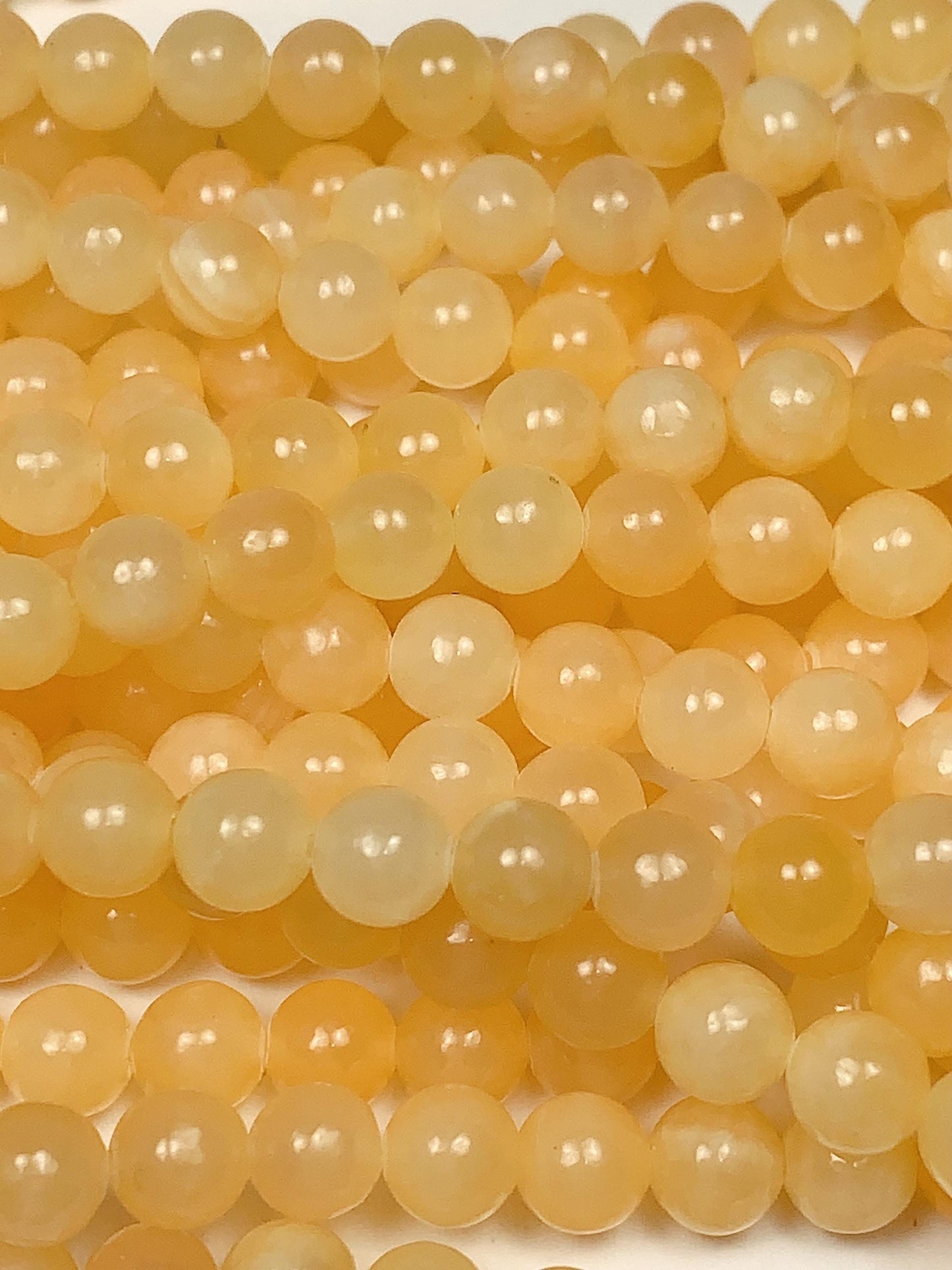 AAA Honey Yellow Jade Beads: Natural Smooth Round Gemstone Strand