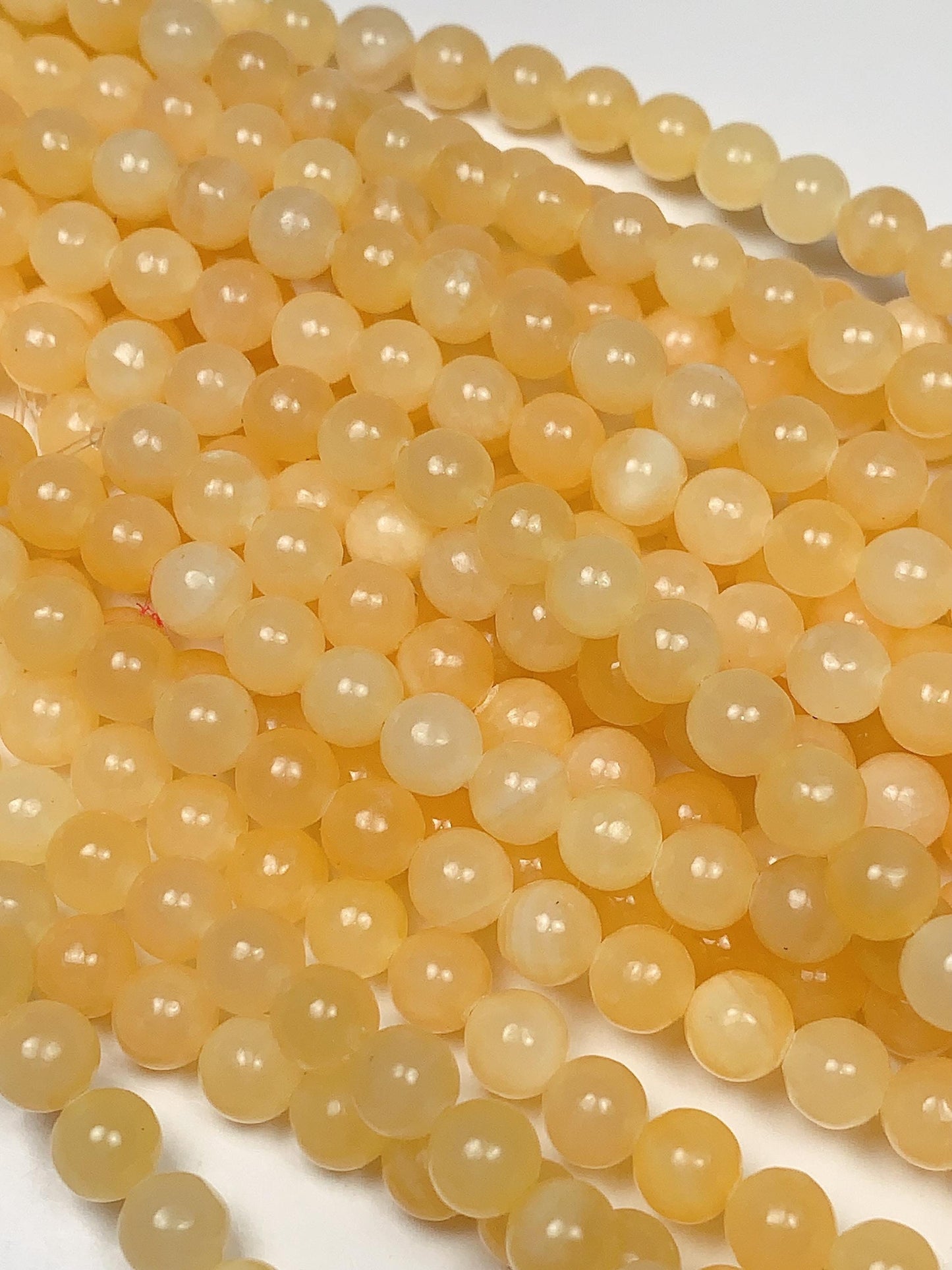 AAA Honey Yellow Jade Beads: Natural Smooth Round Gemstone Strand