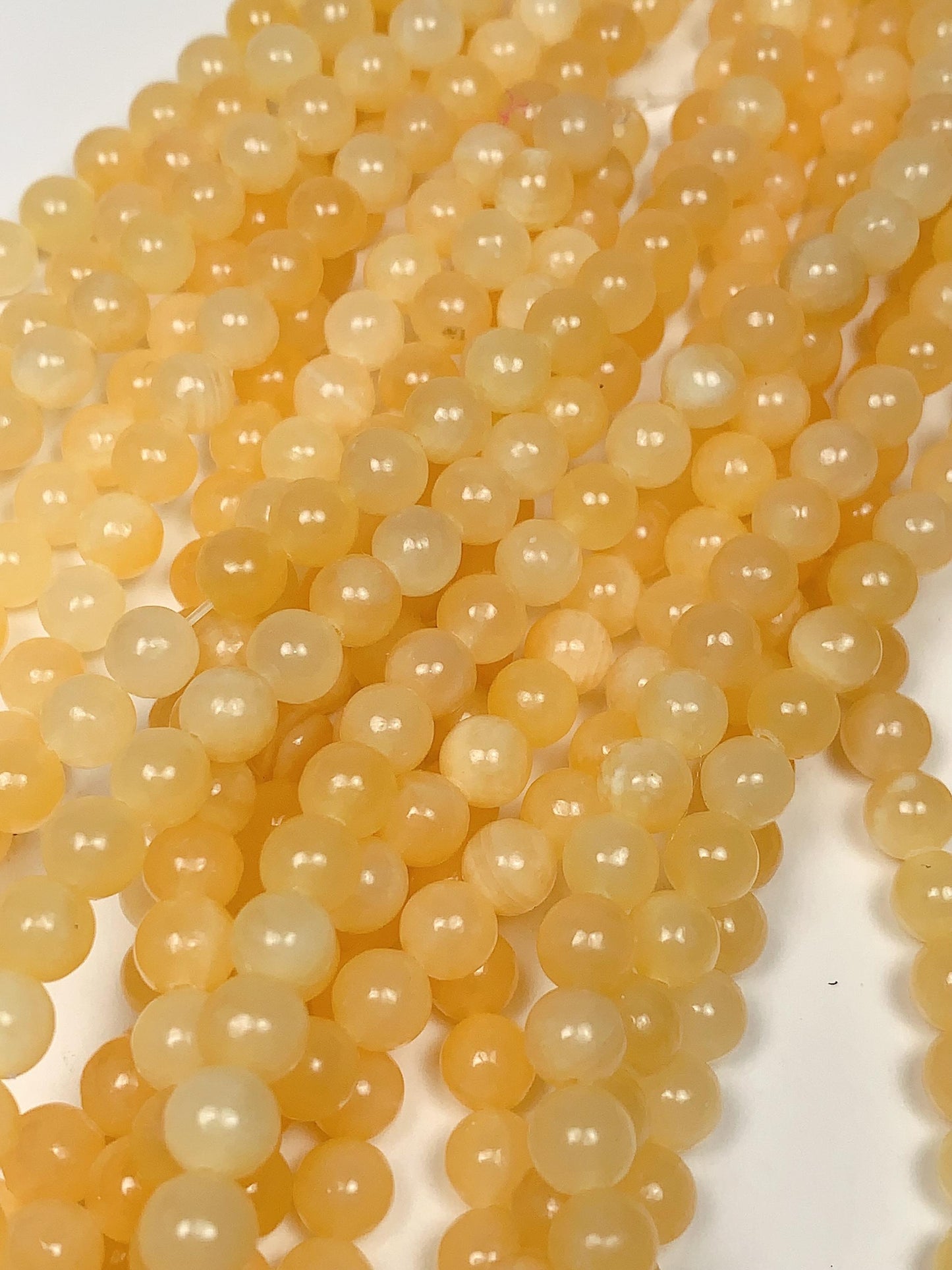 AAA Honey Yellow Jade Beads: Natural Smooth Round Gemstone Strand