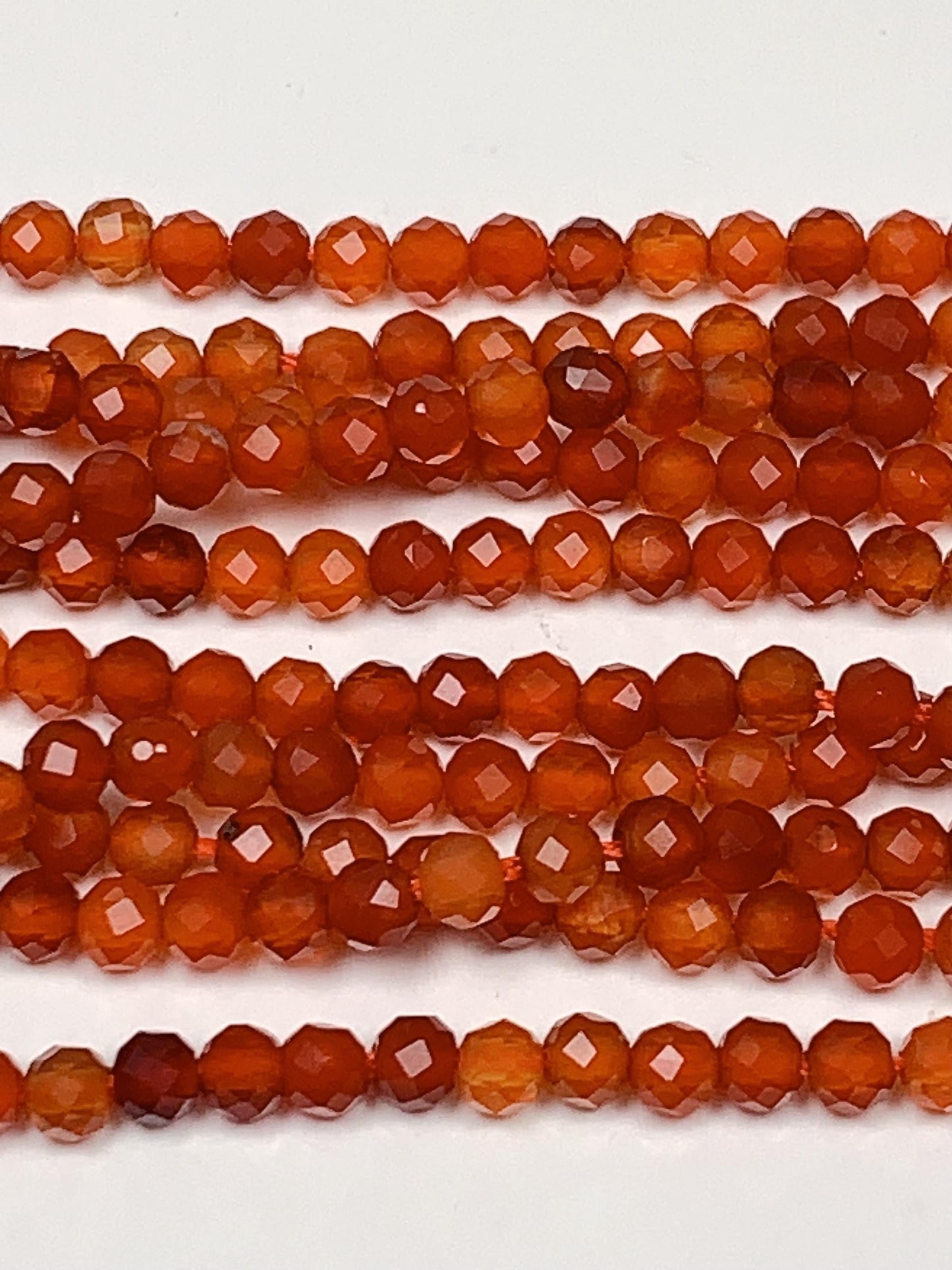 Deep Orange Red Agate Faceted Round Beads 15.5" Strand 2mm 3mm 4mm