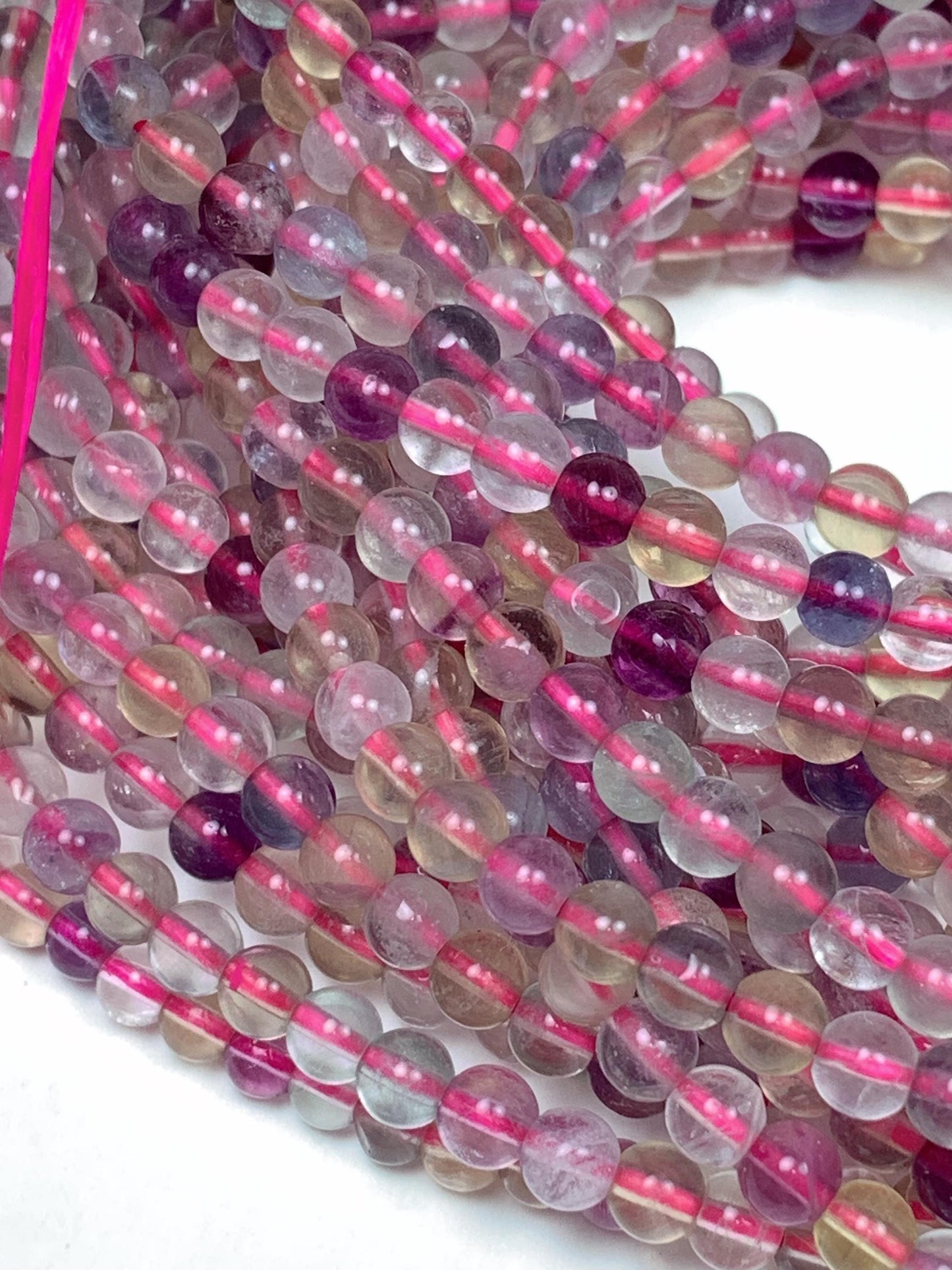 AAA Natural Fluorite Beads: Purple, Green, Yellow, Clear, Smooth Round, 4mm