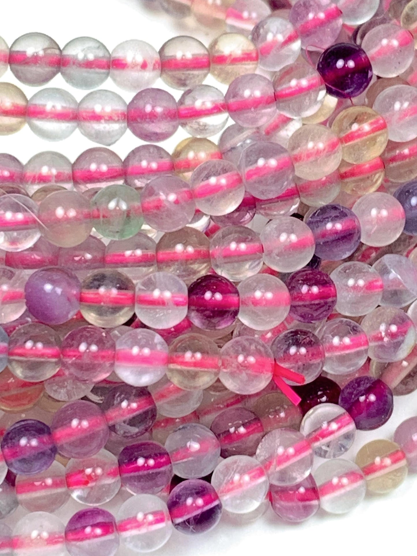 AAA Natural Fluorite Beads: Purple, Green, Yellow, Clear, Smooth Round, 4mm