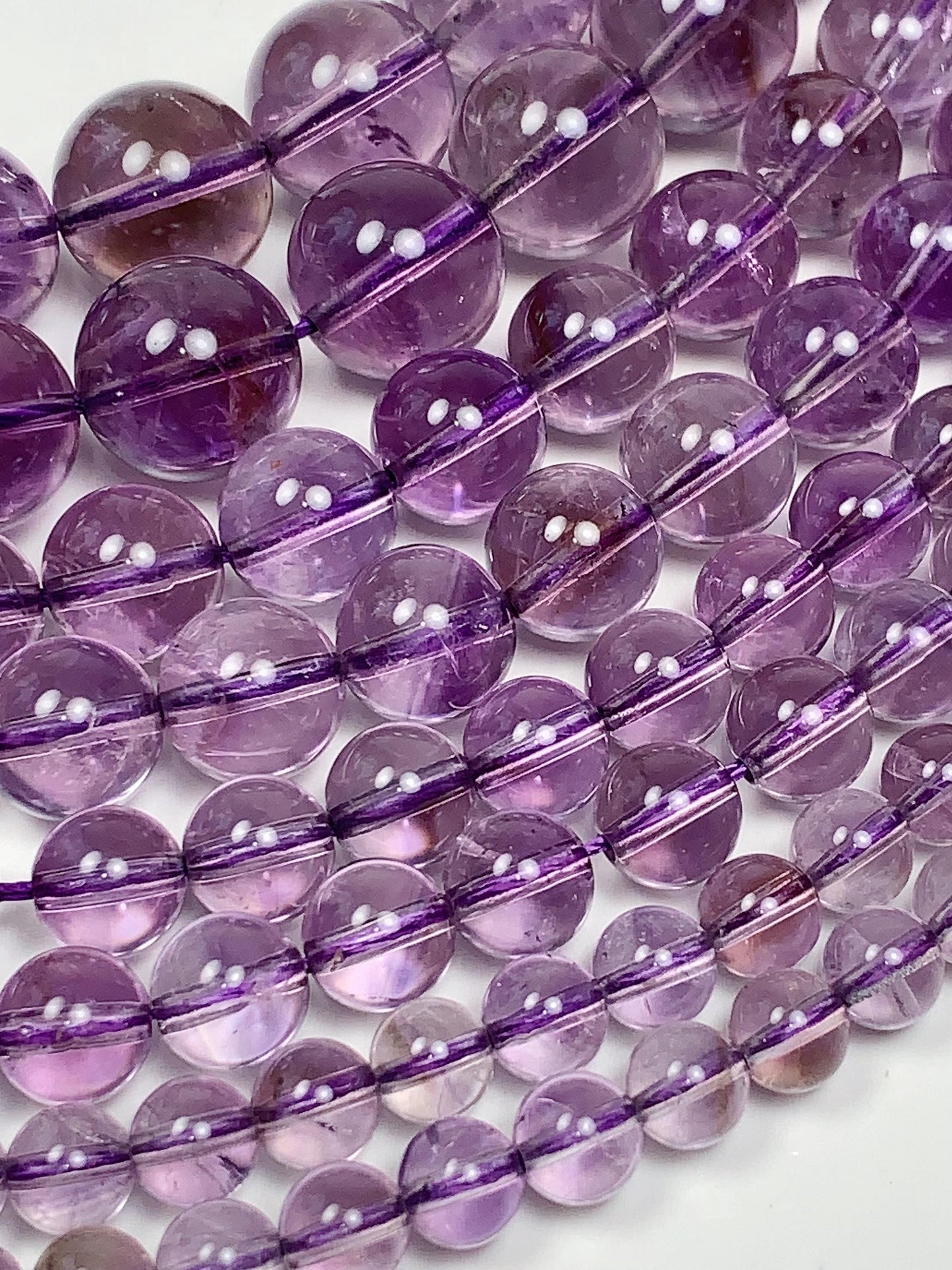 Natural Light Purple Amethyst Smooth Round Beads - 15.5" Strand