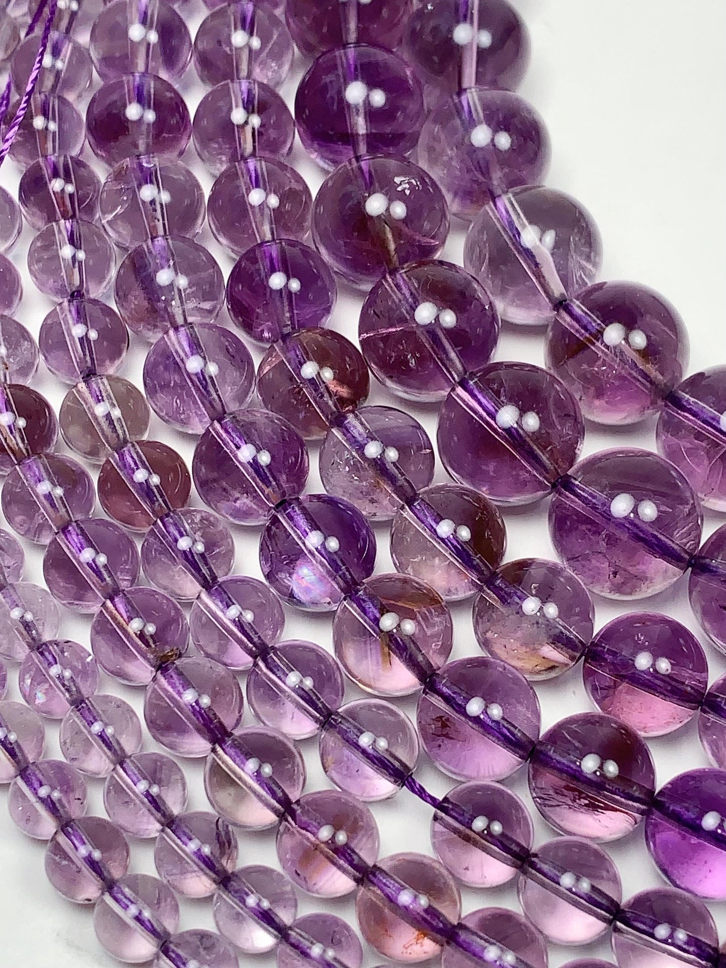 Natural Light Purple Amethyst Smooth Round Beads - 15.5" Strand