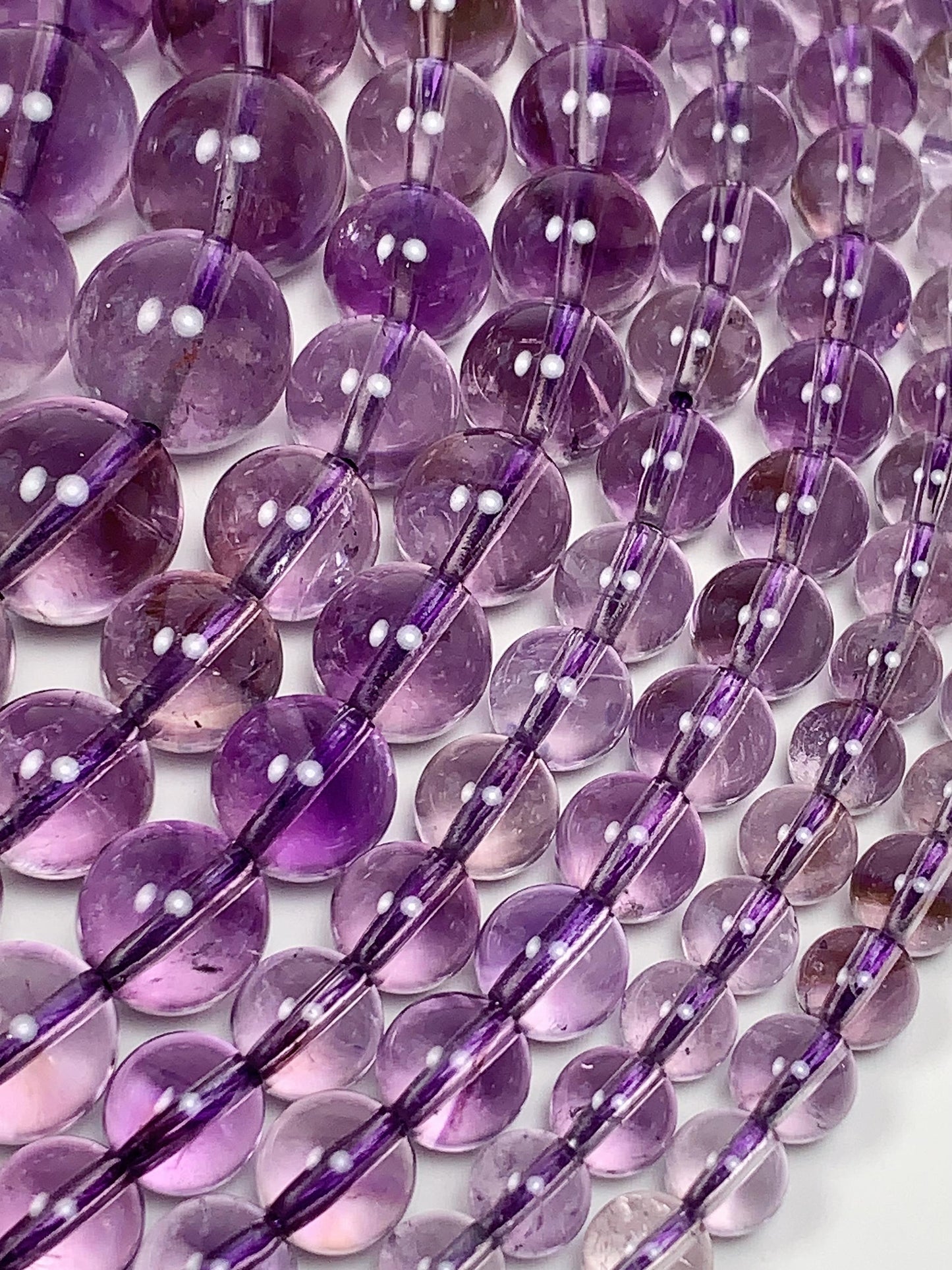 Natural Light Purple Amethyst Smooth Round Beads - 15.5" Strand