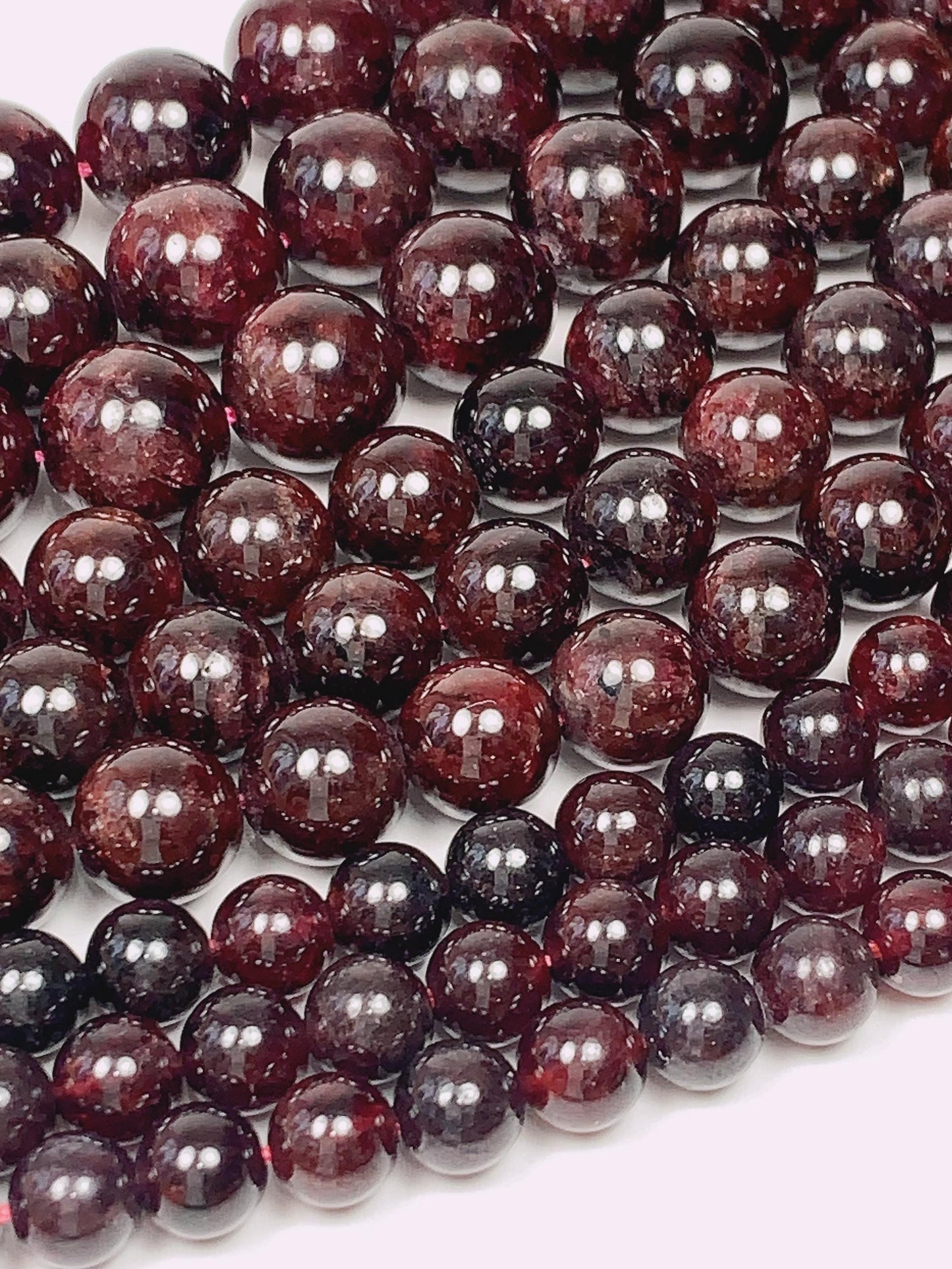 Genuine Natural Red Garnet Smooth Round Beads 15.5" Strand Gemstone  6mm 8mm 10mm