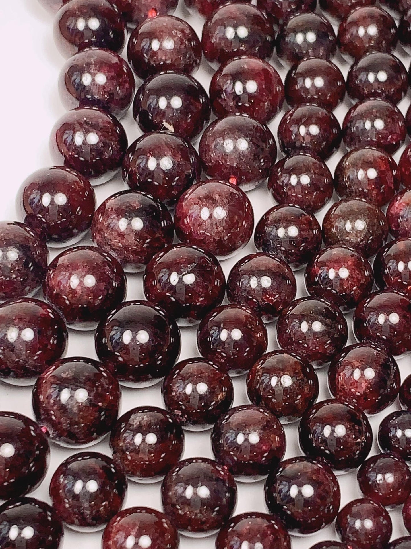Genuine Natural Red Garnet Smooth Round Beads 15.5" Strand Gemstone  6mm 8mm 10mm