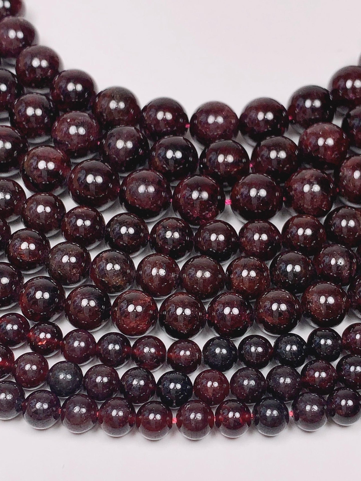 Genuine Natural Red Garnet Smooth Round Beads 15.5" Strand Gemstone  6mm 8mm 10mm