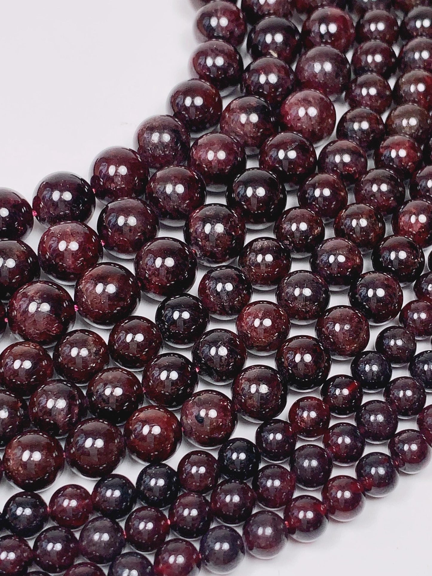Genuine Natural Red Garnet Smooth Round Beads 15.5" Strand Gemstone  6mm 8mm 10mm