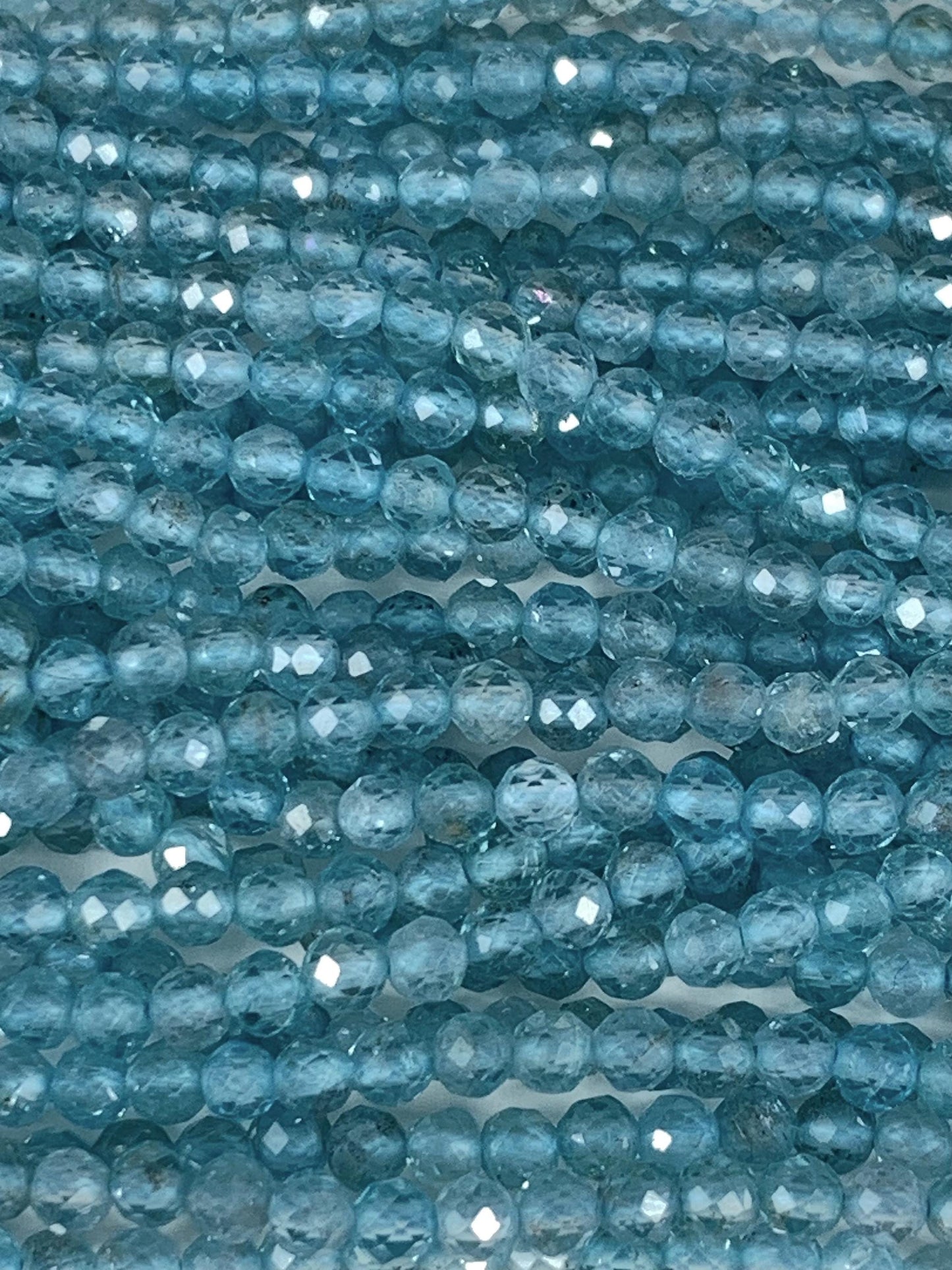 AAA Natural Translucent Blue Apatite Faceted Round Beads 15.5 strand gemstone