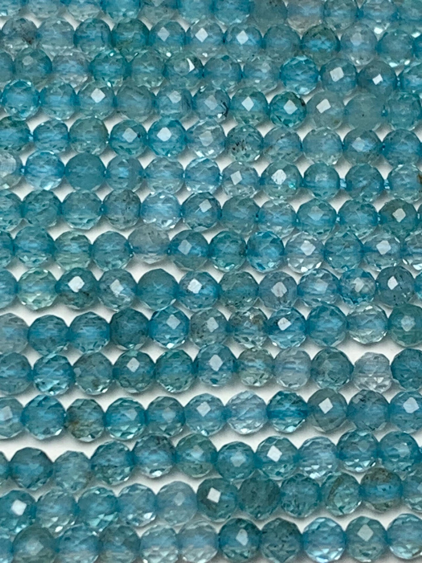 AAA Natural Translucent Blue Apatite Faceted Round Beads 15.5 strand gemstone