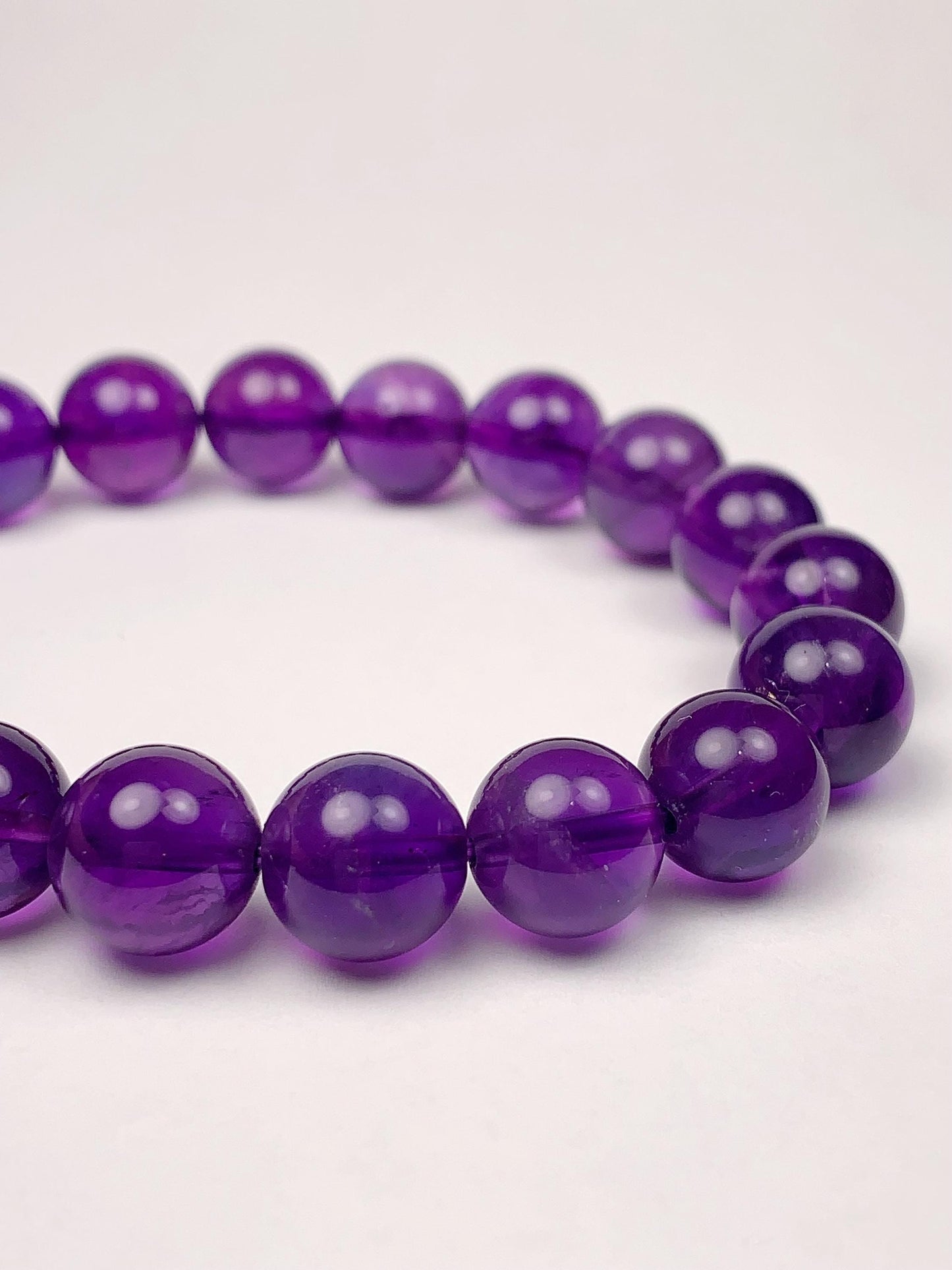 Grade AAA Genuine Natural Middle Purple Amethyst Smooth Round Stretch Bracelet 8mm 10mm 12mm
