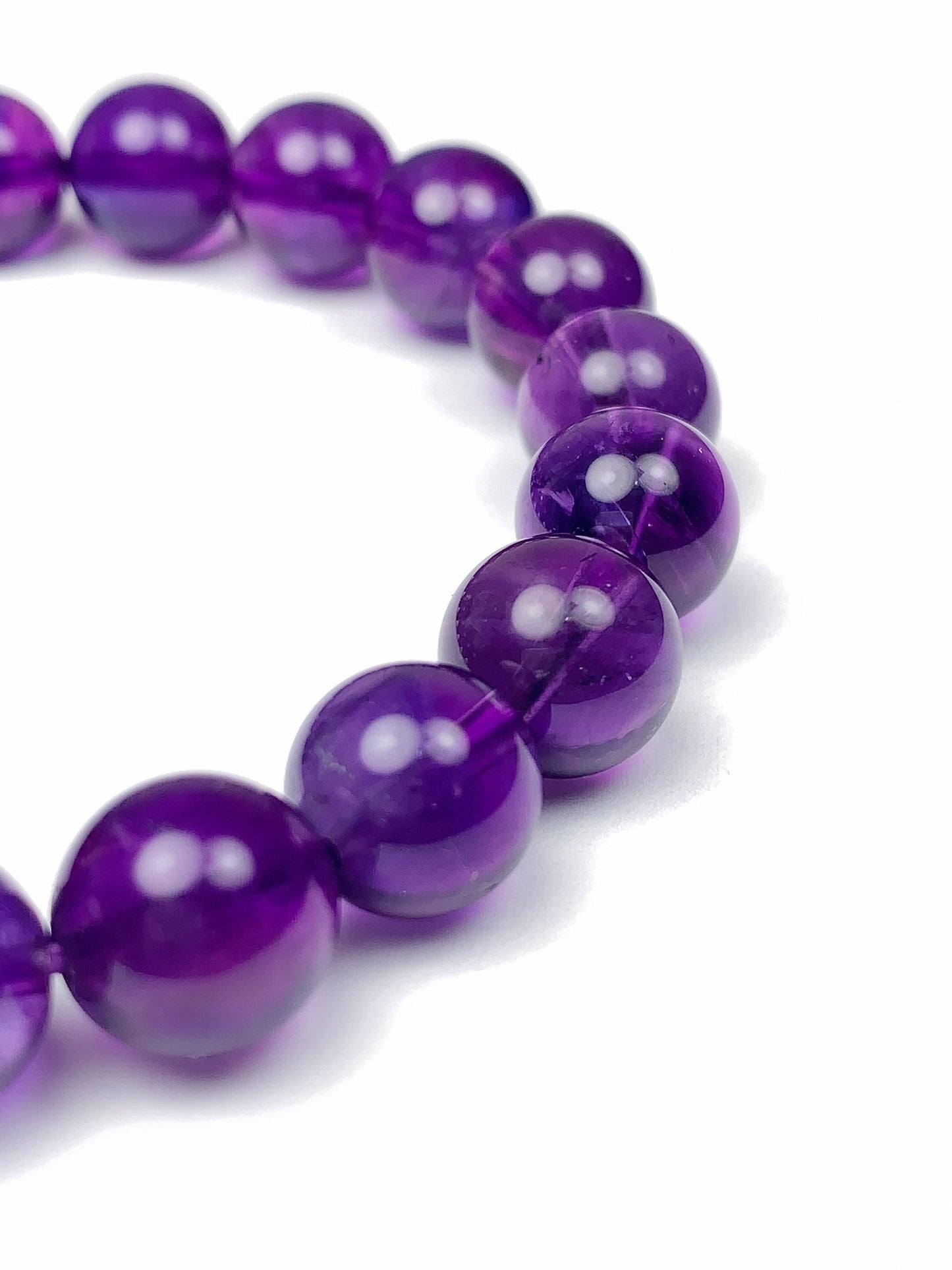 Grade AAA Genuine Natural Middle Purple Amethyst Smooth Round Stretch Bracelet 8mm 10mm 12mm