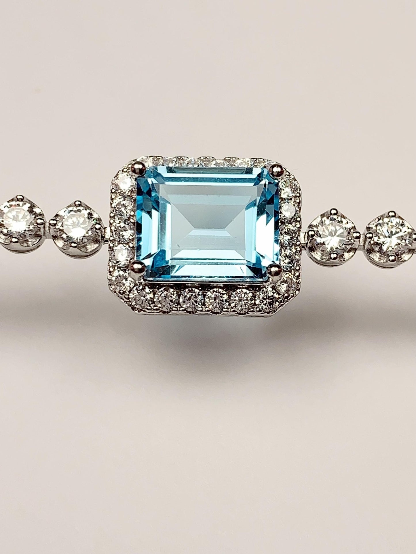 10mm X 8mm Grade AAA Genuine Natural Blue Topaz rectangle Cut 18K white Gold Plated S 925Sterling Silver Bracelet birthstones