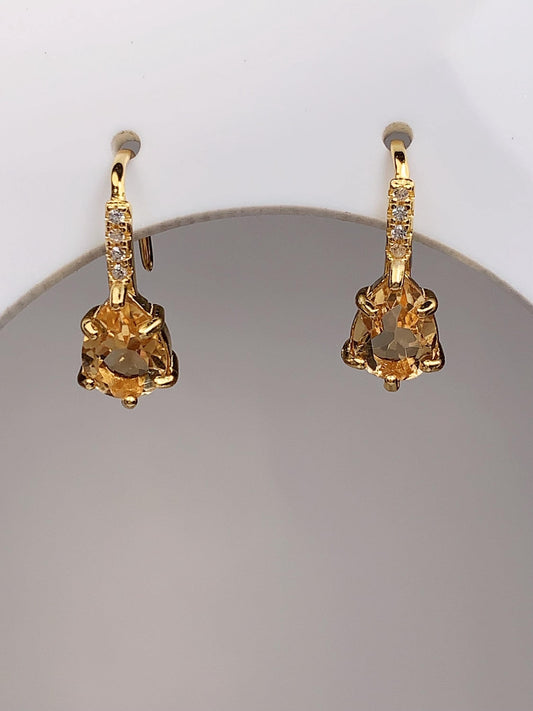 Citrine Drop Earrings: 18k Gold Plated Sterling Silver