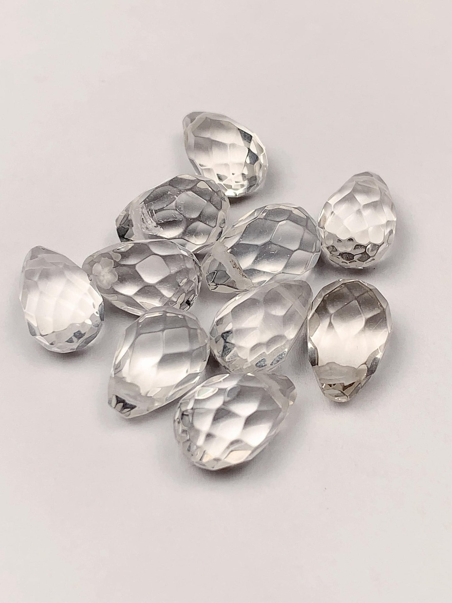 AAA Natural Clear Quartz Gemstone: Faceted Teardrop Crystal (10mm x 6mm)