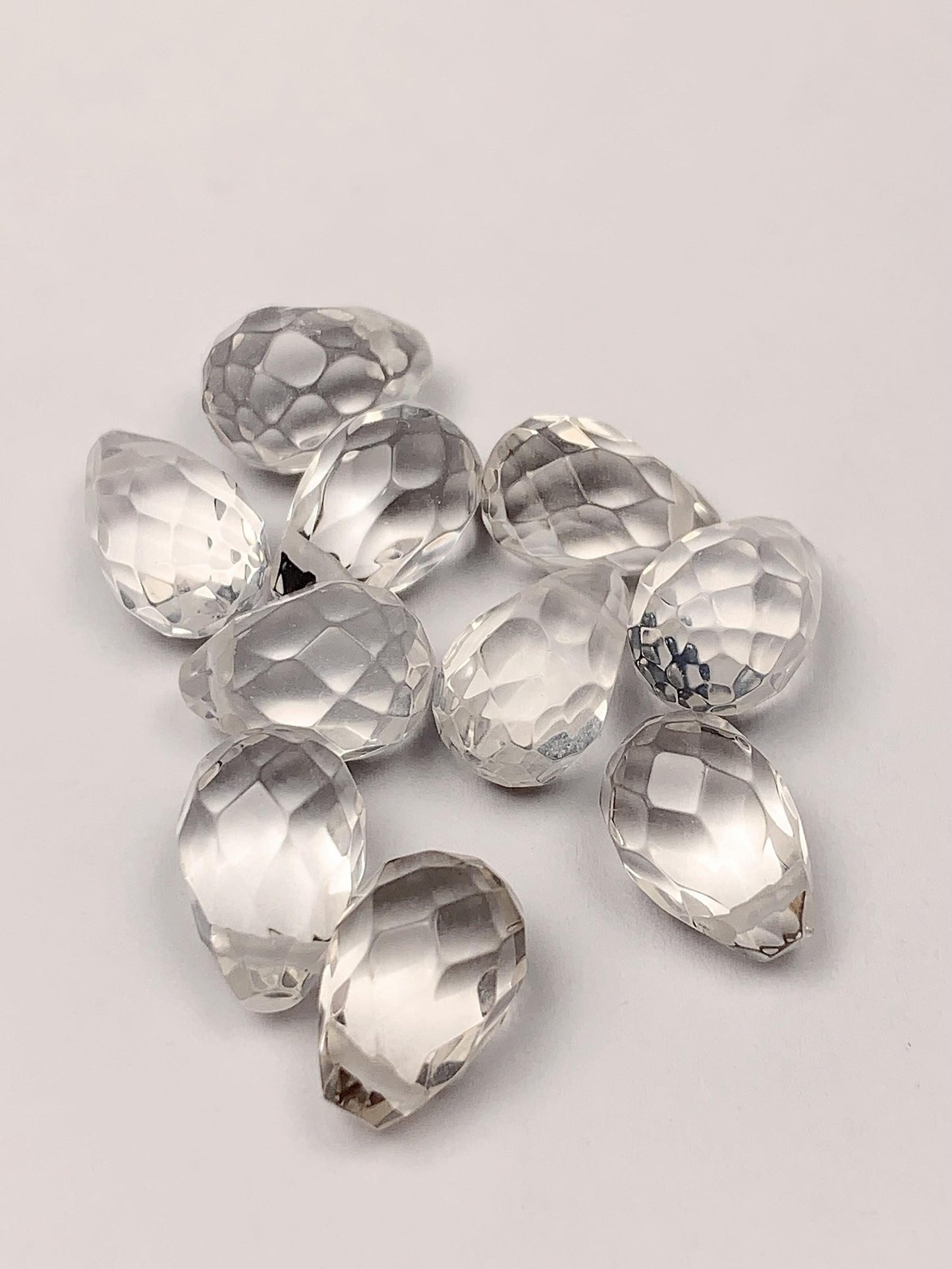 AAA Natural Clear Quartz Gemstone: Faceted Teardrop Crystal (10mm x 6mm)