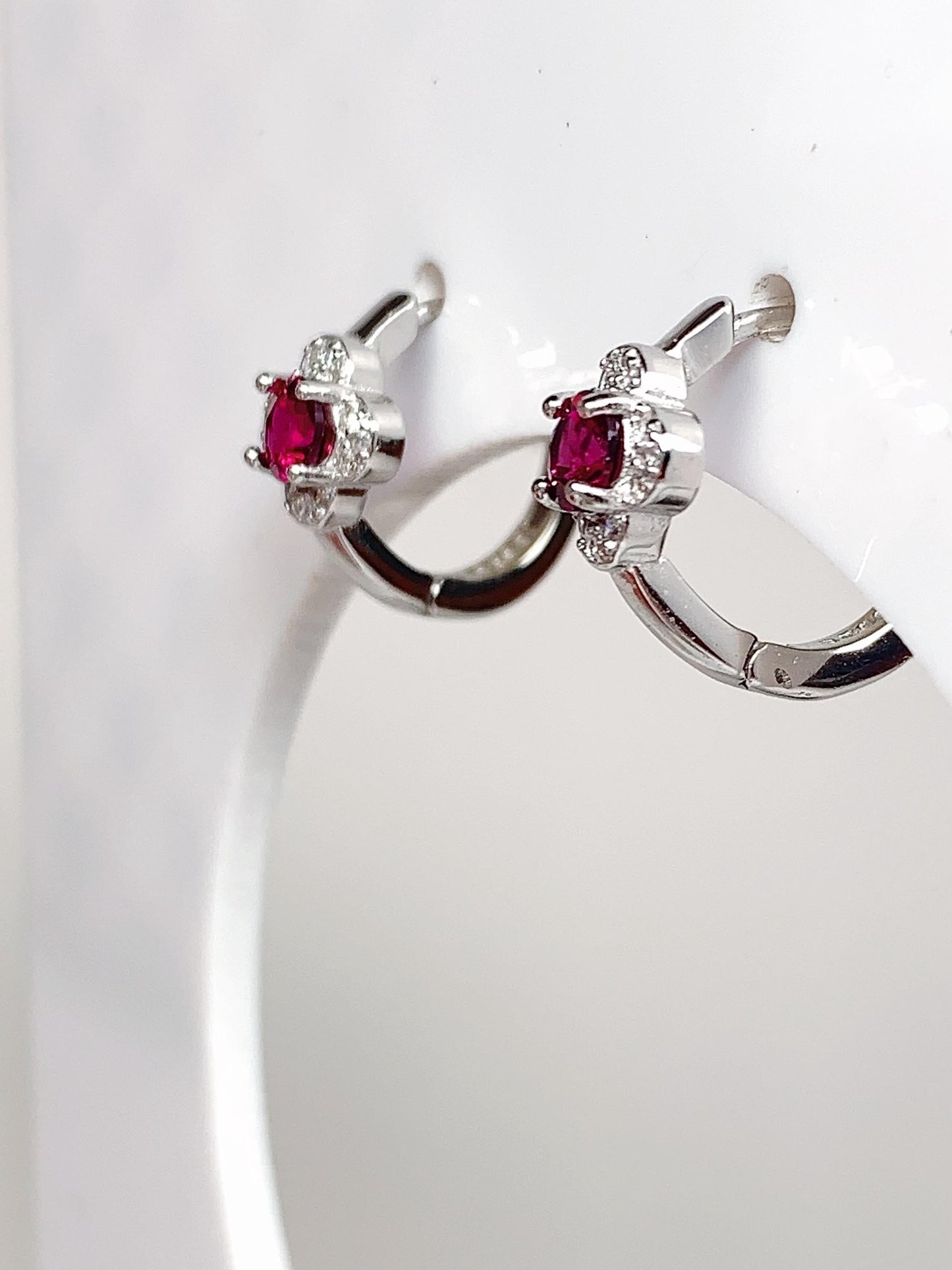Purple Garnet Earrings: 18k Gold Plated Sterling Silver, 3mm