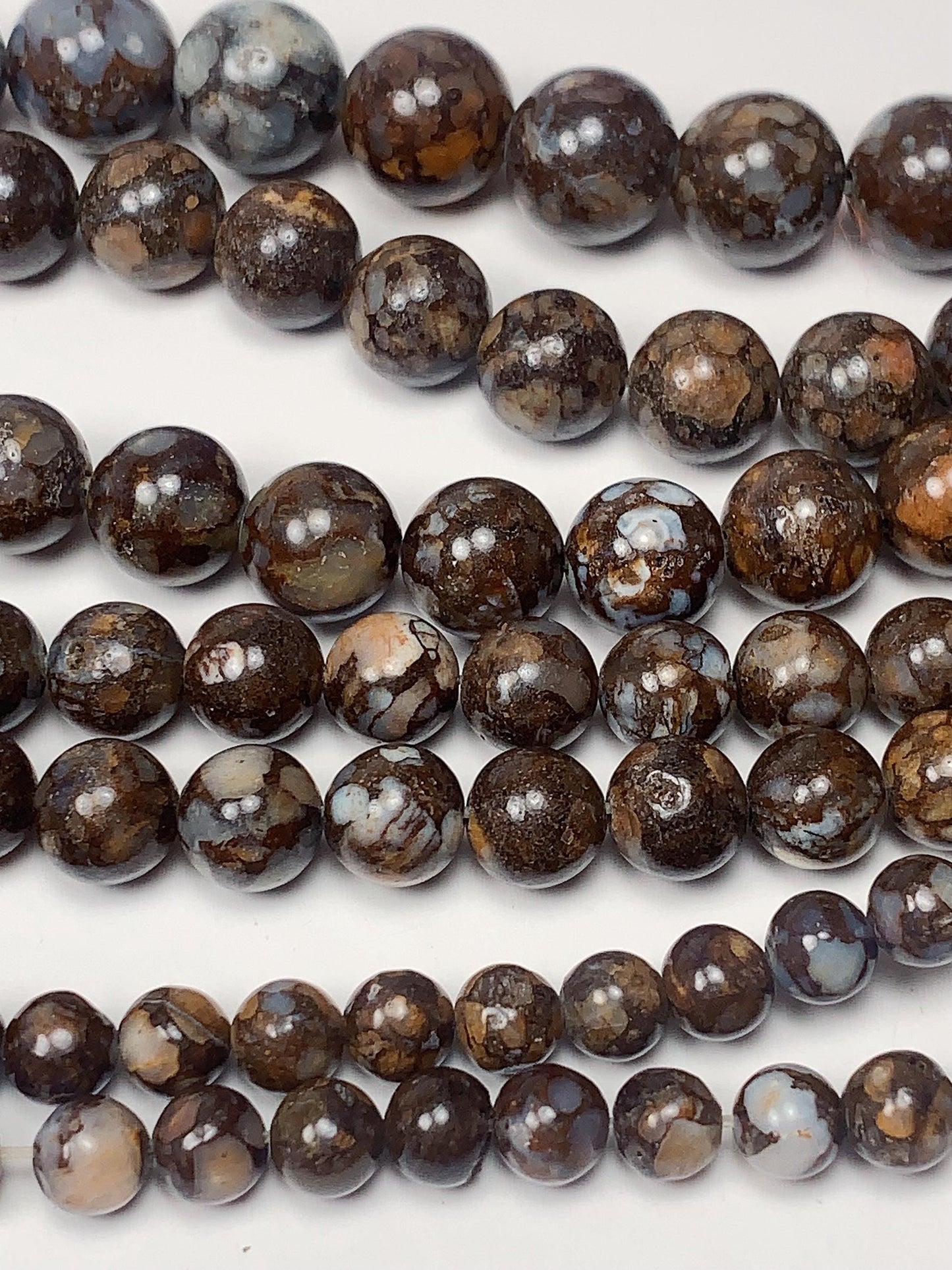 AAA Brown African Lace Opal Smooth Round  Beads: Natural Gemstone Strand 15.5
