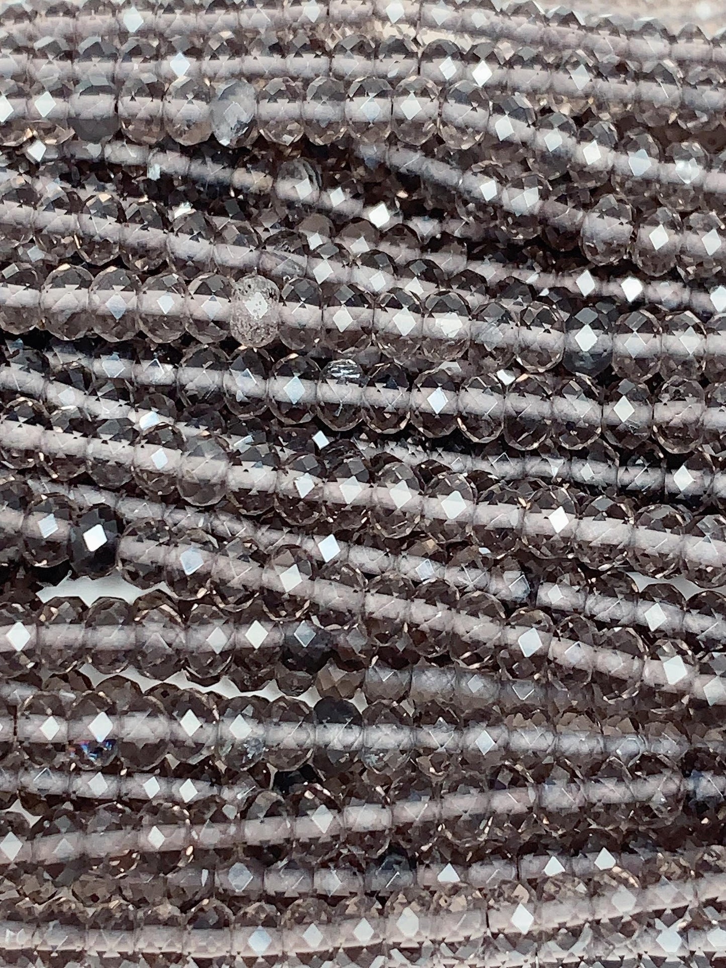 Grade AAA Genuine Natural Smoky Ice Obsidian  Faceted Rondelle Beads 15.5" Strand 3x4mm