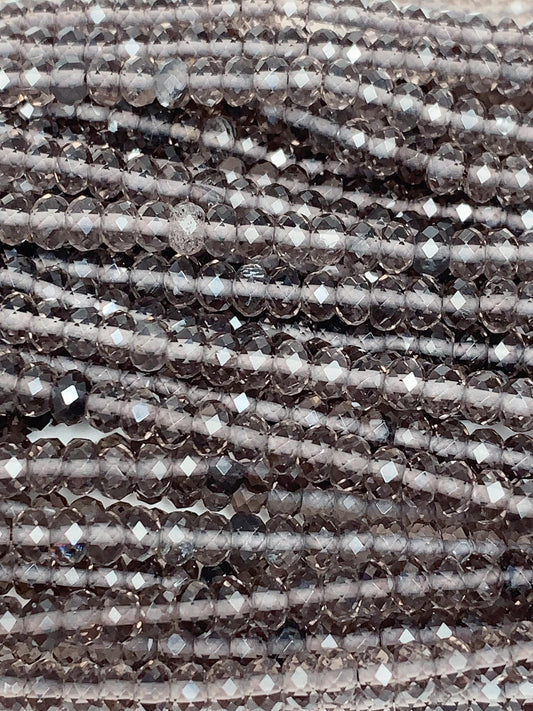 Grade AAA Genuine Natural Smoky Ice Obsidian  Faceted Rondelle Beads 15.5" Strand 3x4mm
