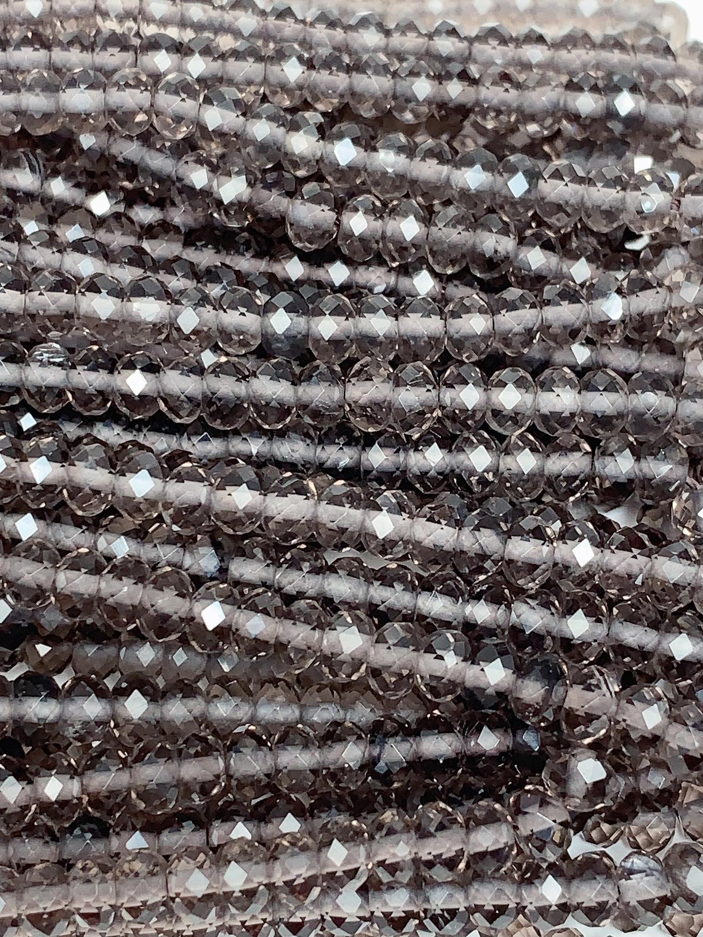 Grade AAA Genuine Natural Smoky Ice Obsidian  Faceted Rondelle Beads 15.5" Strand 3x4mm