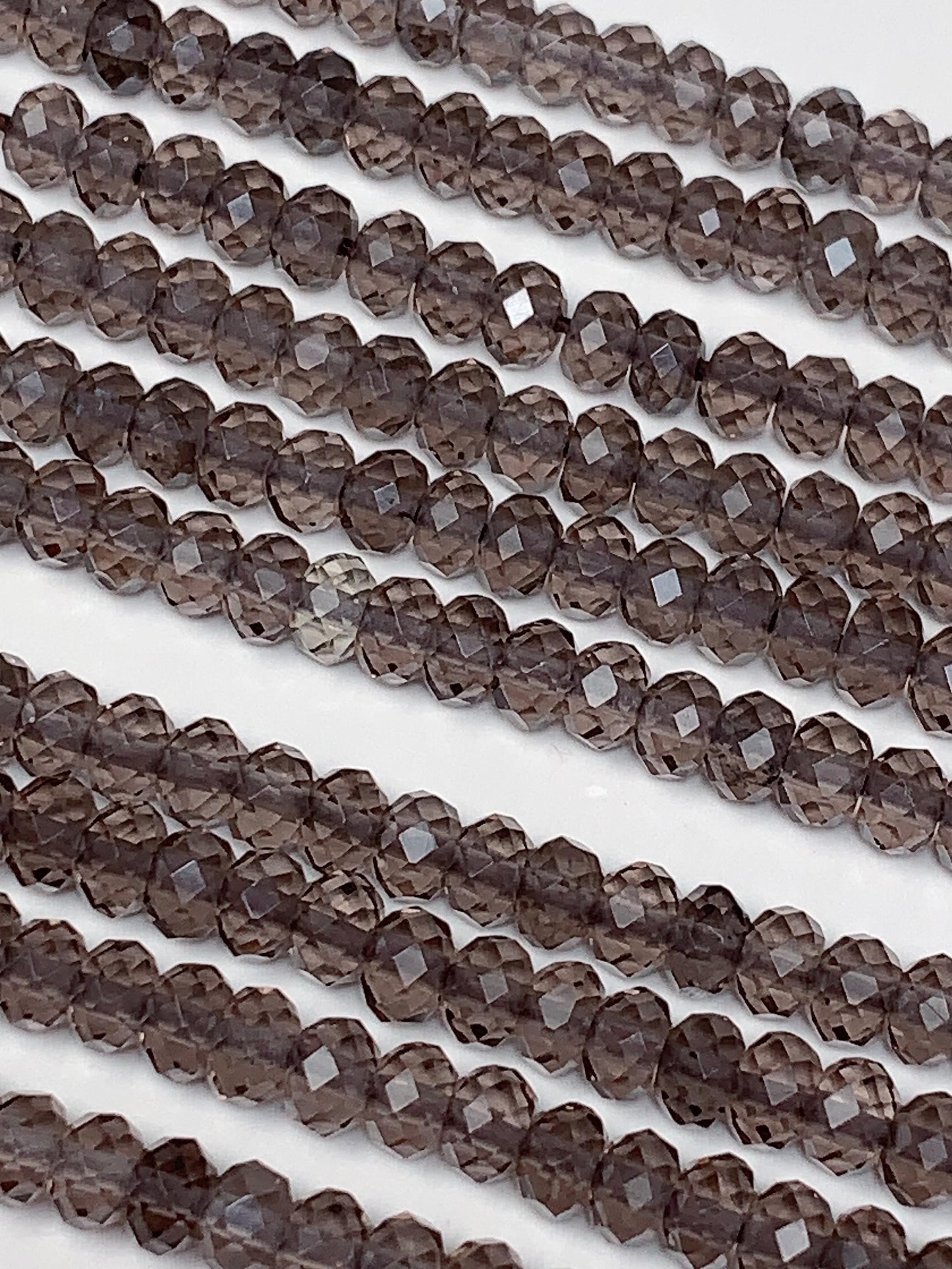 Grade AAA Genuine Natural Smoky Ice Obsidian  Faceted Rondelle Beads 15.5" Strand 3x4mm
