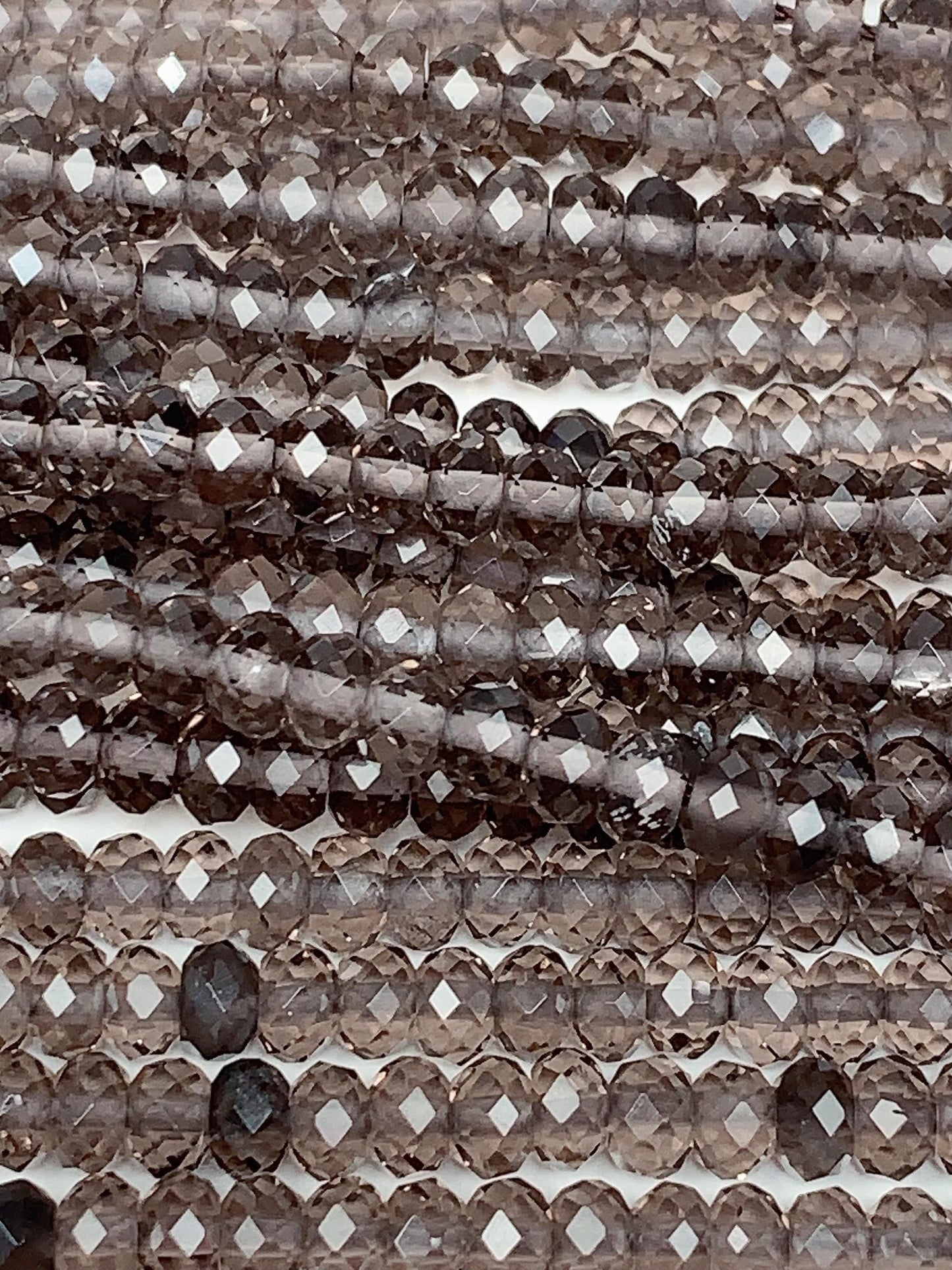 Grade AAA Genuine Natural Smoky Ice Obsidian  Faceted Rondelle Beads 15.5" Strand 3x4mm