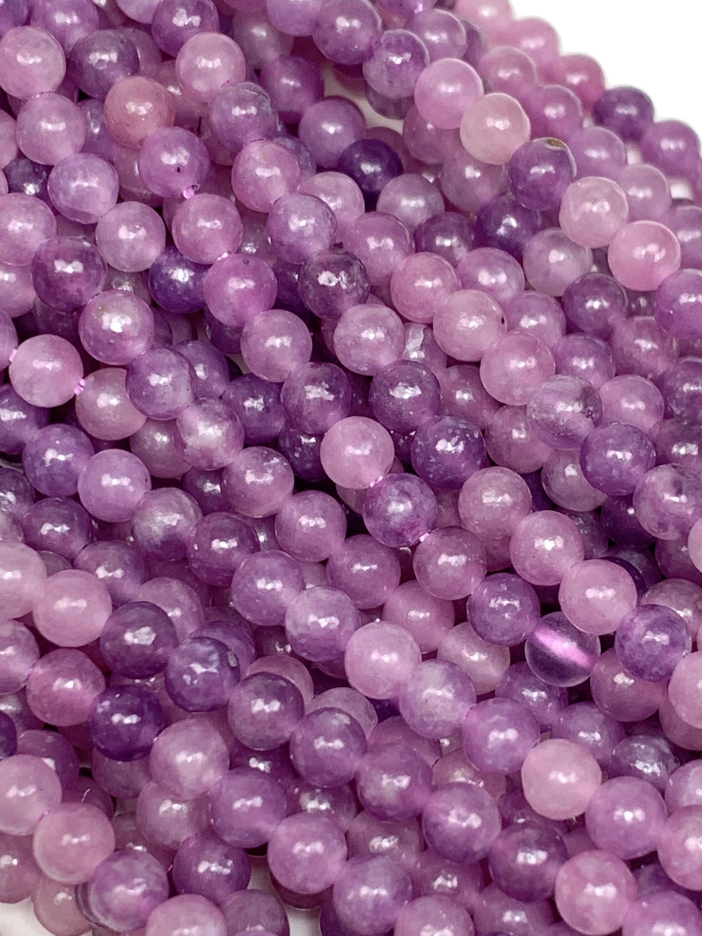 Natural Purple Lepidolite Beads AA Grade: 15.5" Strand