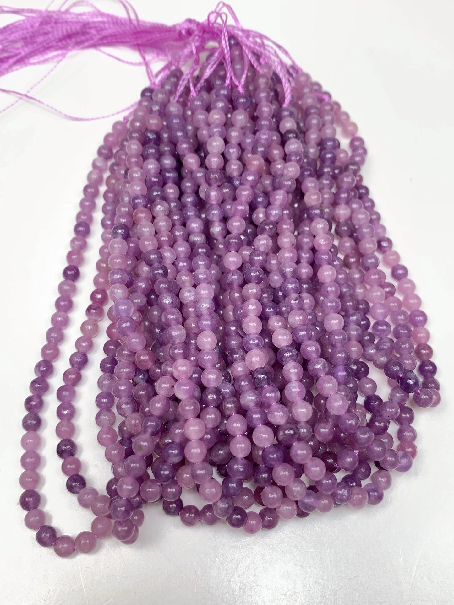Natural Purple Lepidolite Beads AA Grade: 15.5" Strand
