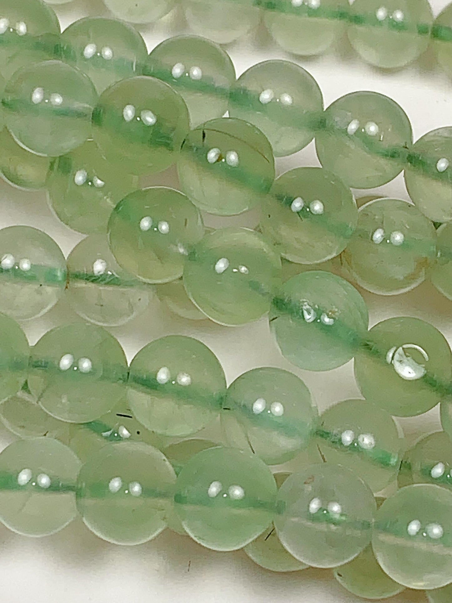Genuine Natural  Green Prehnite Smooth Round Beads 15.5" Strand Gemstone 4mm 6mm 8mm 10mm