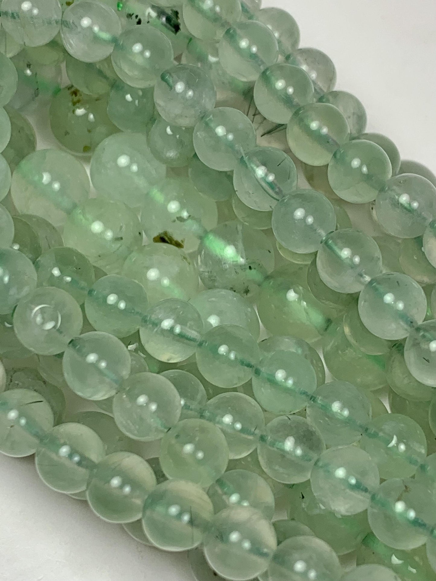 Genuine Natural  Green Prehnite Smooth Round Beads 15.5" Strand Gemstone 4mm 6mm 8mm 10mm