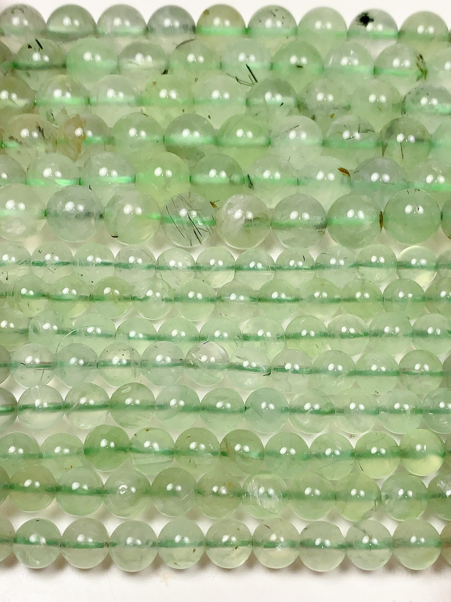 Genuine Natural  Green Prehnite Smooth Round Beads 15.5" Strand Gemstone 4mm 6mm 8mm 10mm