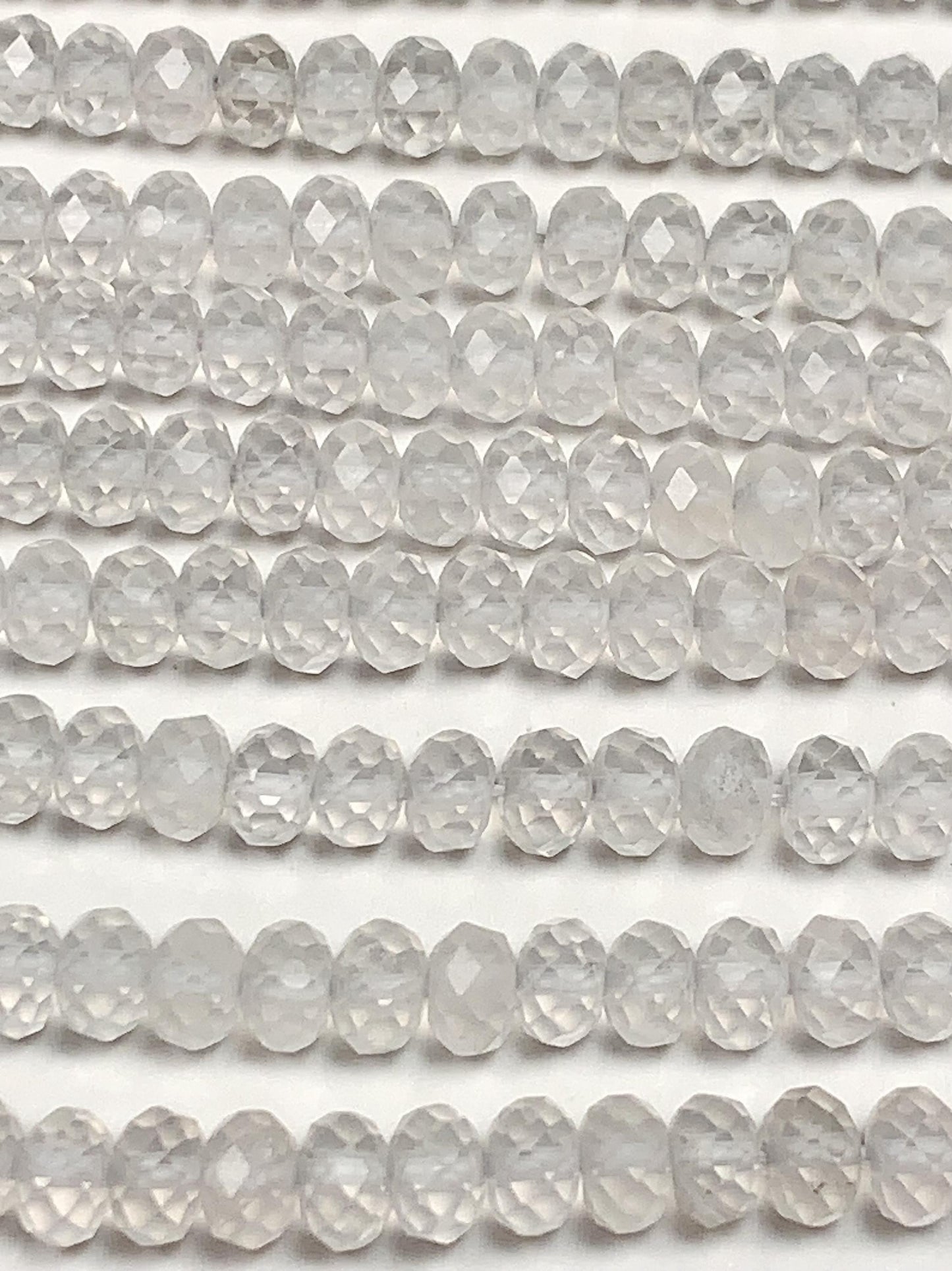 Grade AAA+ Genuine Natural White Clear Quartz  Rock Crystals Faceted Rondelle Beads 15.5" Strand