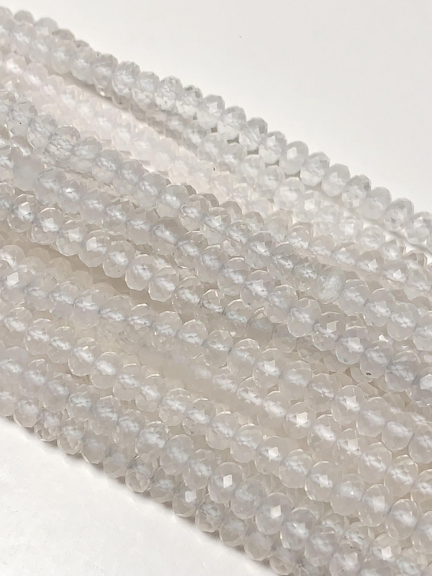 Grade AAA+ Genuine Natural White Clear Quartz  Rock Crystals Faceted Rondelle Beads 15.5" Strand