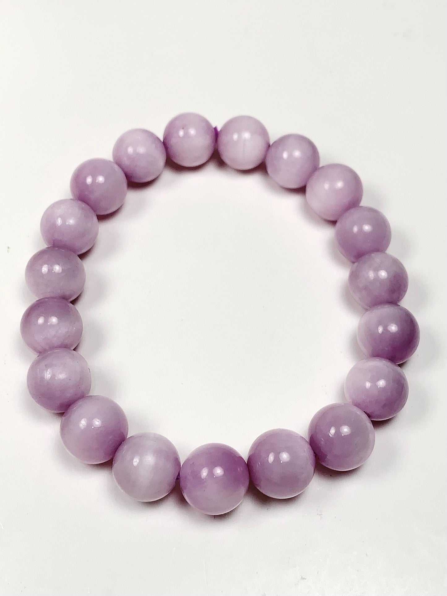 Natural Purple Kunzite Bracelet: Smooth Round Gemstone Beads (8mm 10mm 12mm)