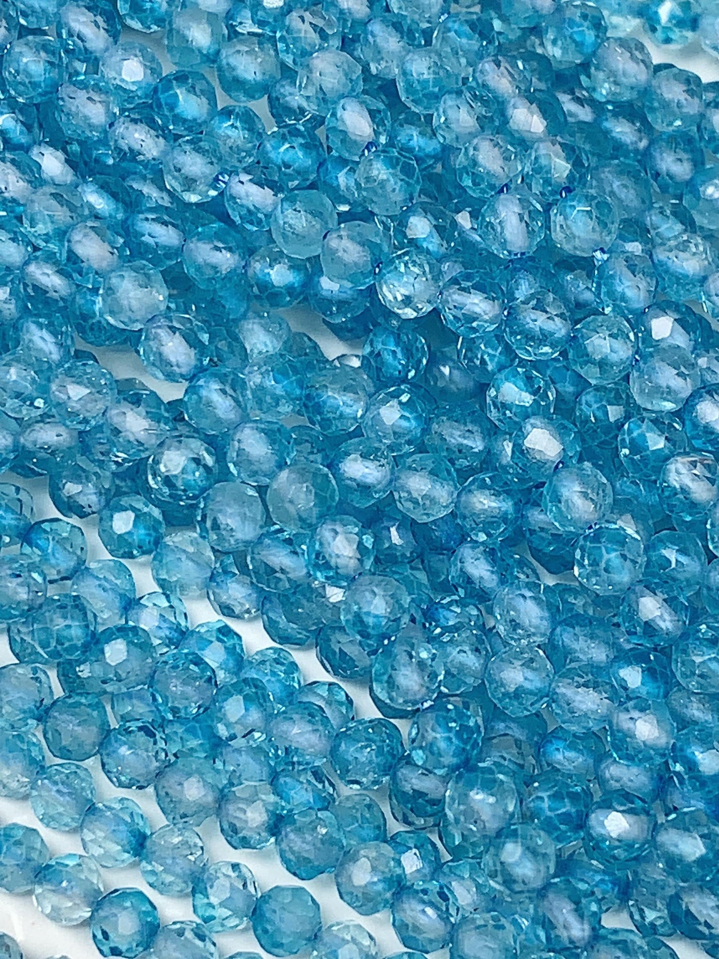 Natural Swizz Blue Topaz Faceted Round Beads: Natural Gemstone Strand  (2mm 3mm 4mm)